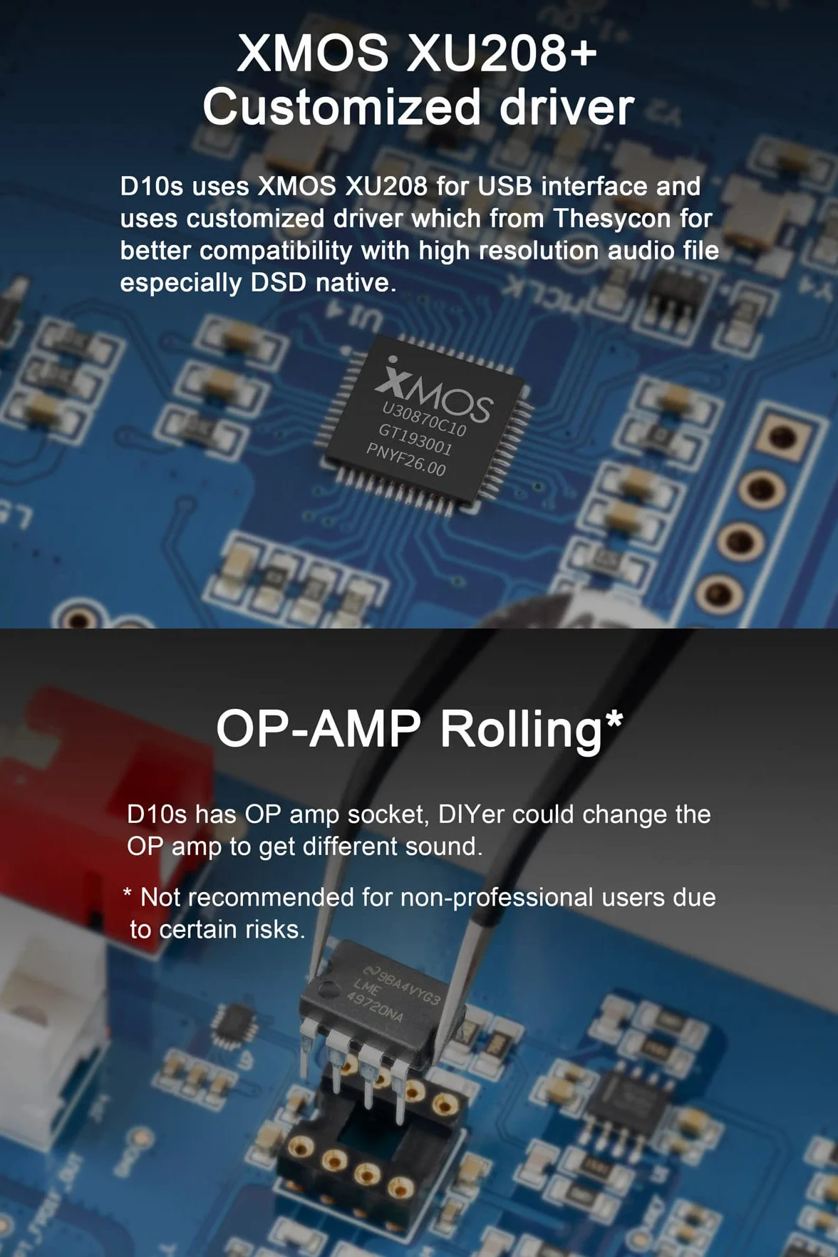 Topping D10s Mini USB DAC ES9038Q2M XMOS XU208 PCM384kHz DSD256 Amplificatore audio nativo Decodificatore Nero