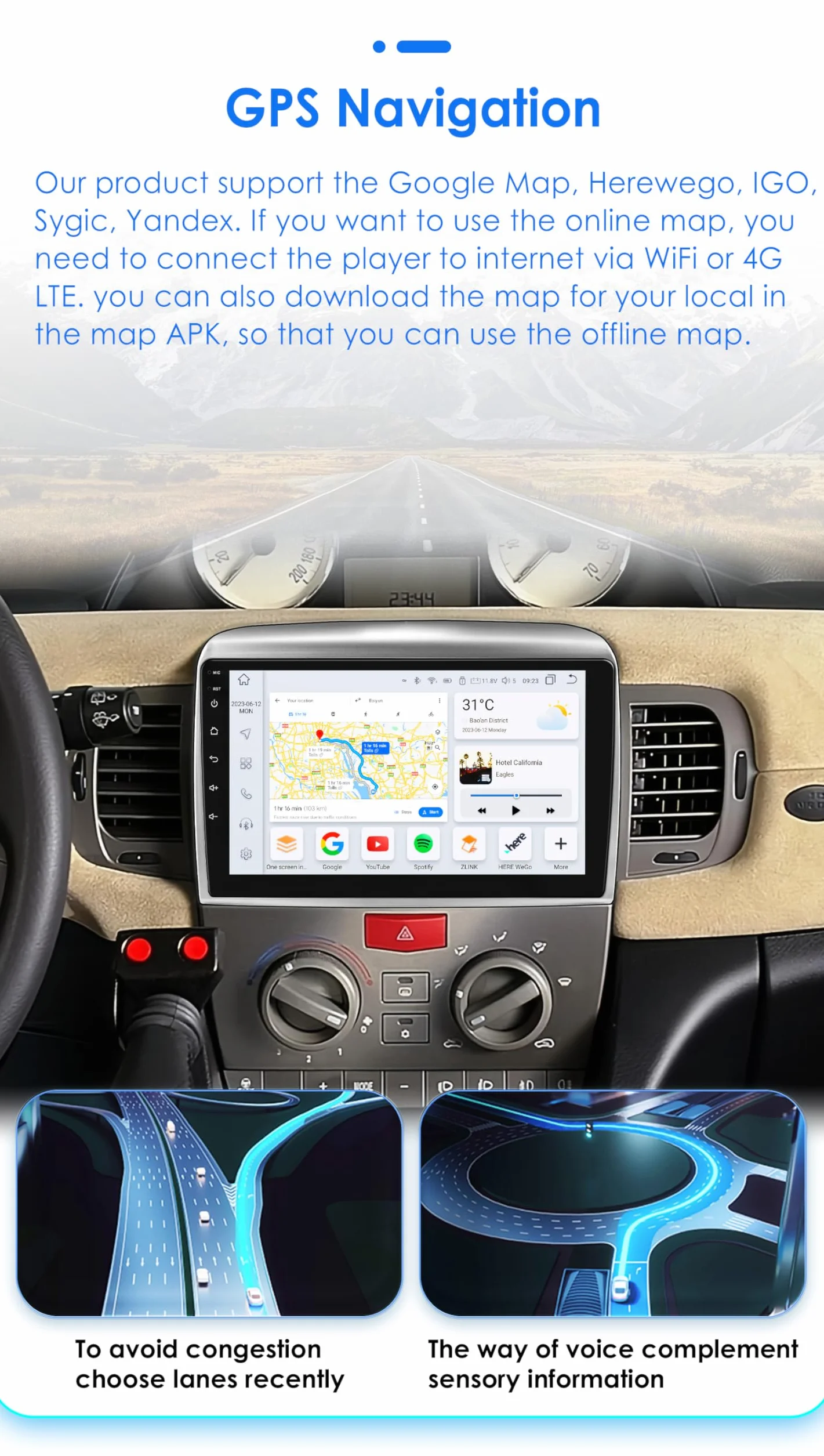 Autoradio Android 13 per Lancia Ypsilon 2006-2011 con Wireless Carplay Android Auto 8-Core 4G+32G Schermo QLED WiFi Navigazione Bluetooth 5.0