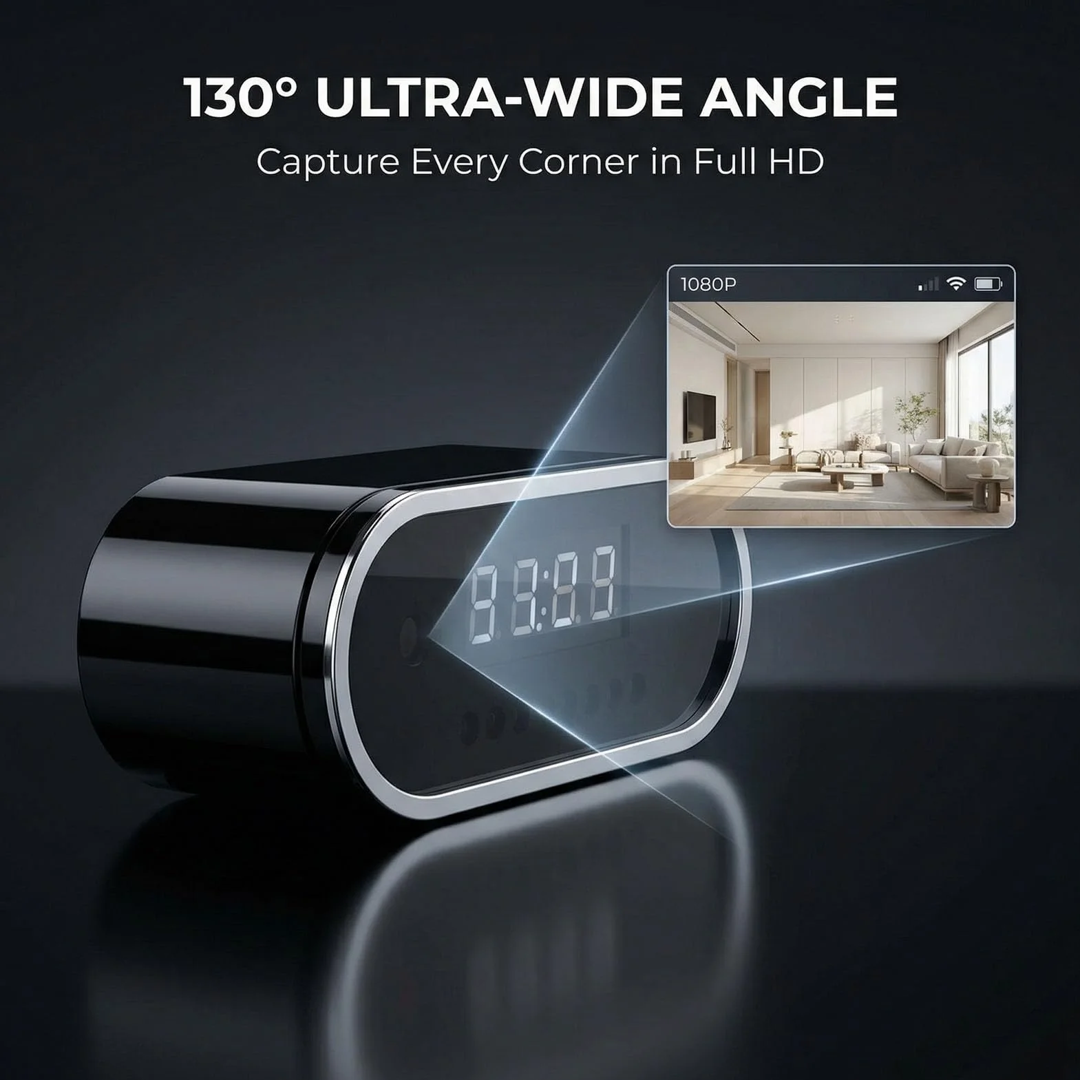 Sveglia,Telecamera di Sicurezza Nascosta FHD 1080p,Telecamera Orologio WiFi con Rilevamento di Movimento e Visione Notturna,12/24 Ore,Display con Cifre per Viaggi in Cam