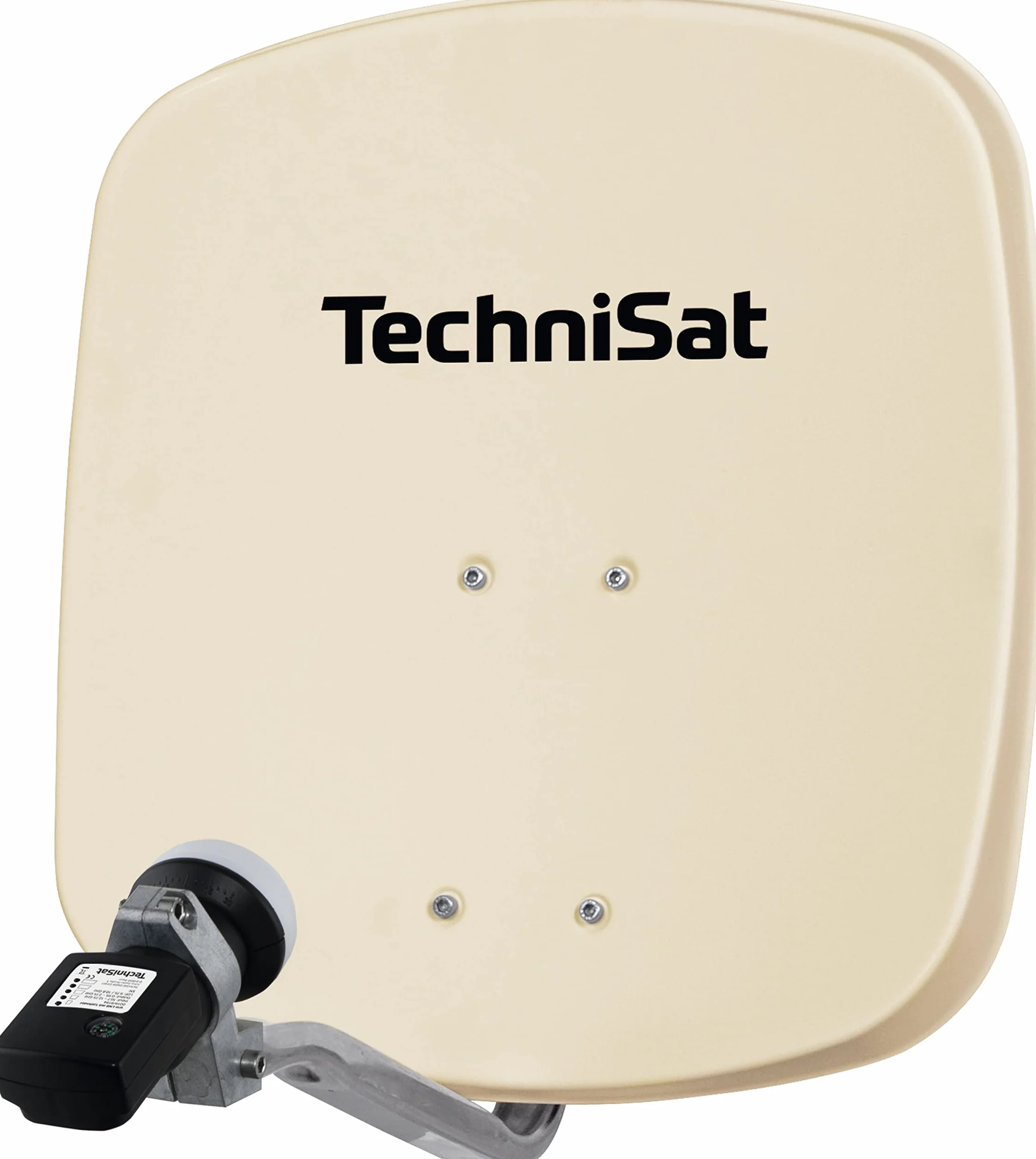 TechniSat DIGIDISH 45 - Antenna parabolica per 1 partecipante (piccola antenna parabolica di 45 cm - set completo con supporto a muro e cercatore di satelliti V/H-LNB) beige