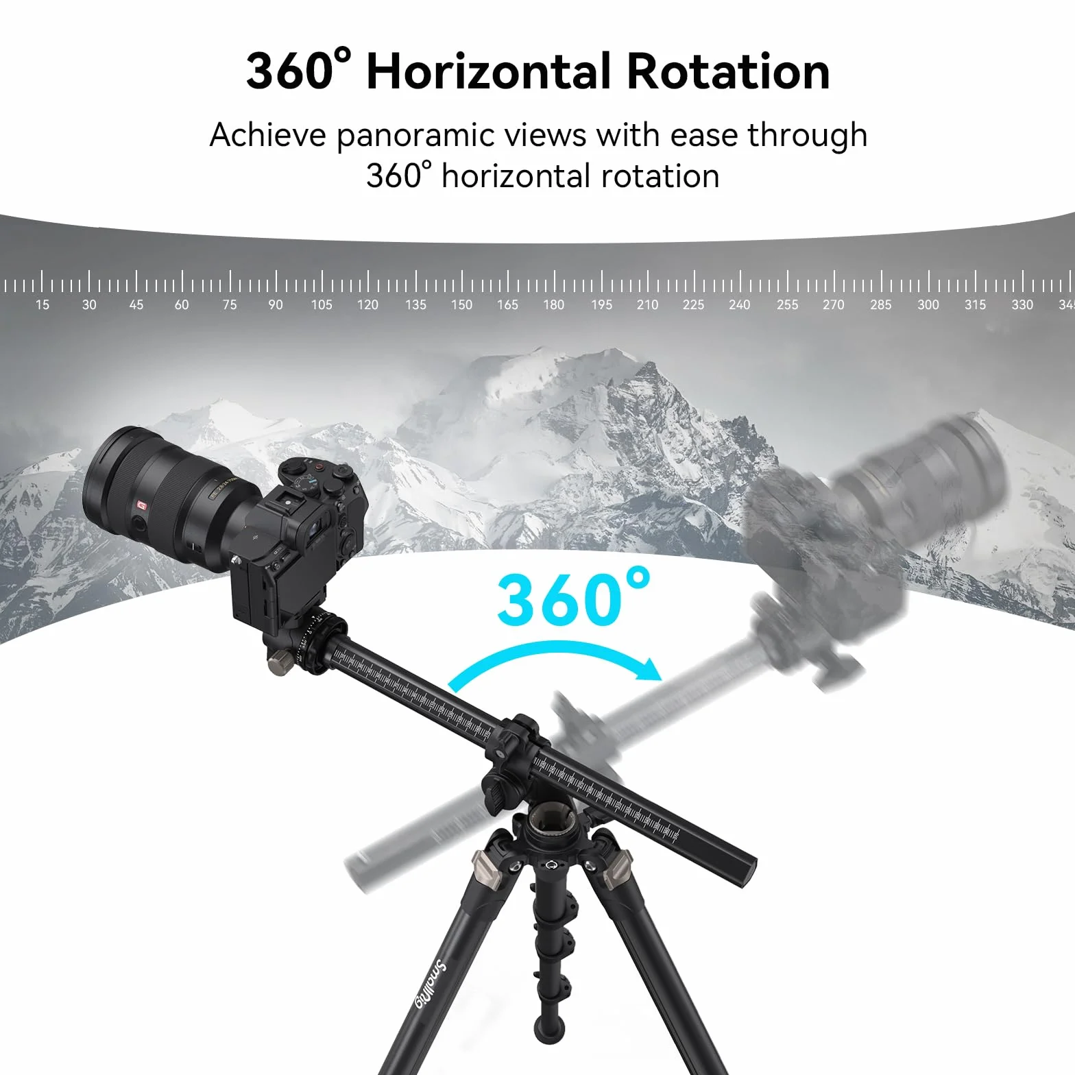 SMALLRIG 2 in 1 Camera Tripod, Treppiede/Monopiede Orizzontale con Colonna Centrale con Rotazione a 360°, con Supporto per Smartphone, per DSLR, Videocamera, CT200, Carico Massimo 22lb/10kg - 4288