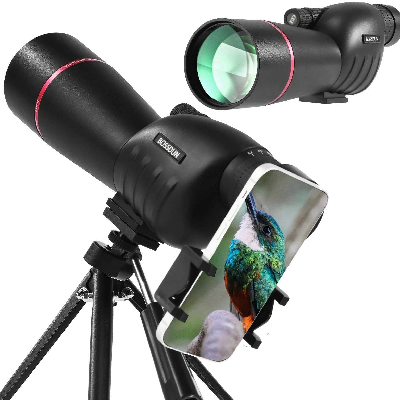 Cannocchiale, Telescopio Ultra HD 25-75X60, doppia messa a fuoco ED, impermeabile Cannocchiale FMC Lens-BAK4 Prism con custodia per il trasporto Treppiede per il tiro al bersaglio Caccia Bird Watching