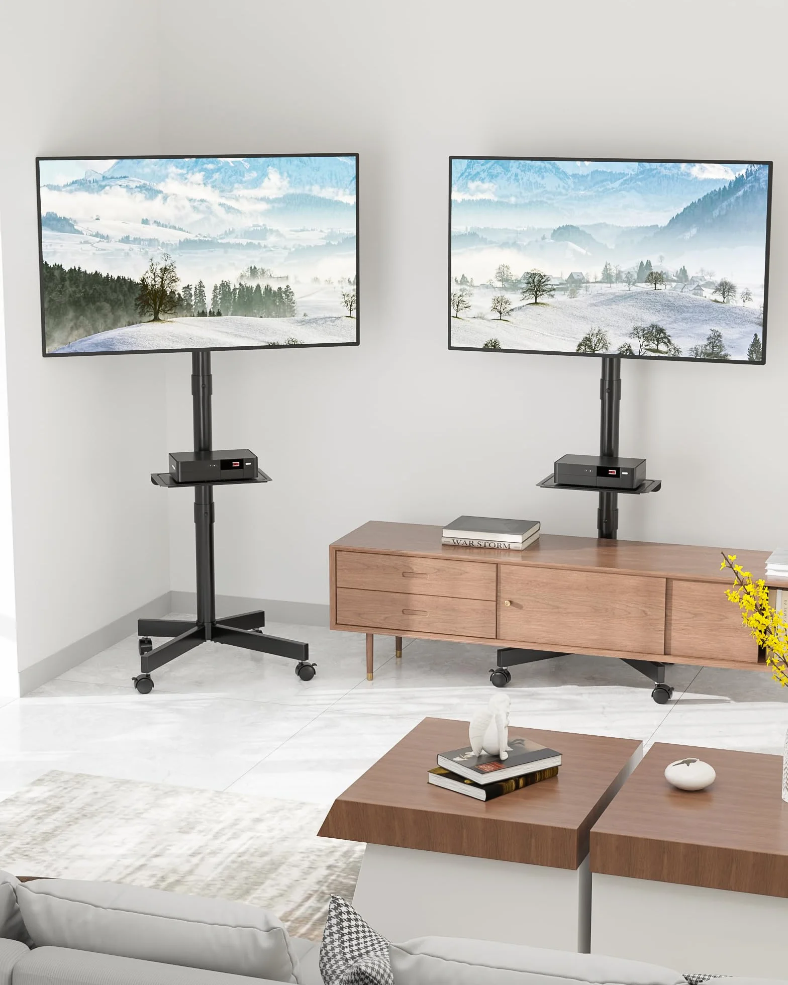 BONTEC Supporto TV da Pavimento, Carrello Inclinabile per TV da 23 a 60 Pollici, Fino a 40 kg, VESA 400x400 mm