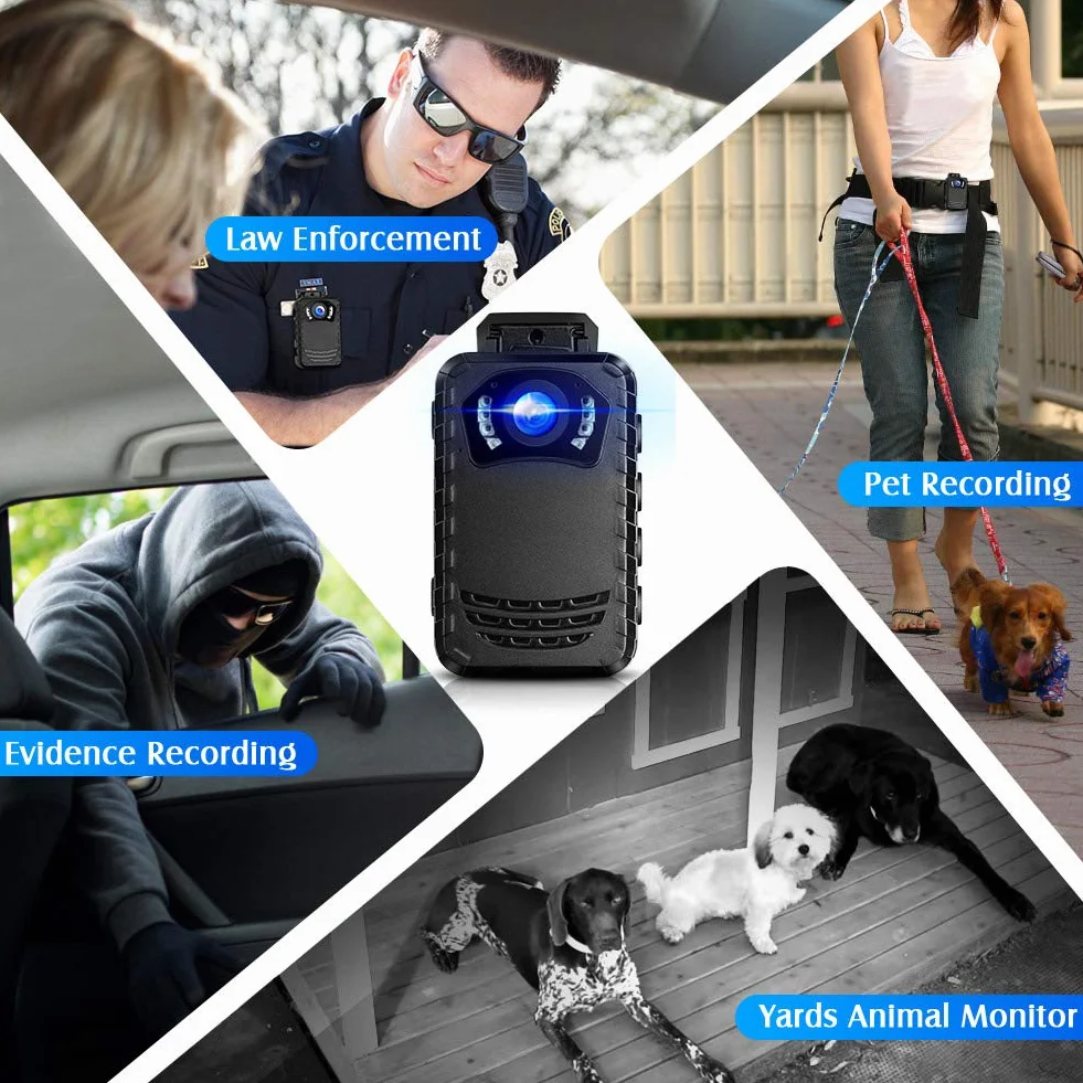 BOBLOV N9 Mini Body Camera, 64 GB Full HD 1296P Body Mount Camera Piccola telecamera, Bodycam portatile per visione notturna della polizia per la protezione quotidiana