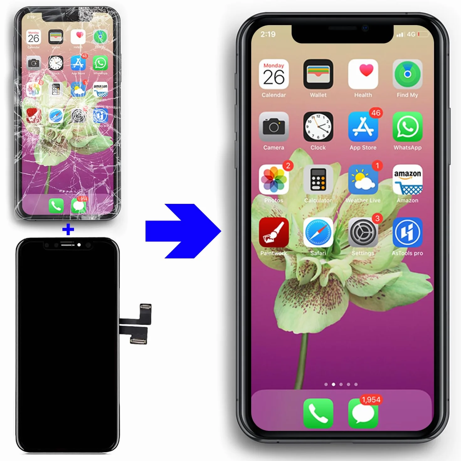 Brinonac Display per iPhone 11 PRO Max, 6,5" Schermo Full HD LCD Retina Kit Sostituzione Touch Screen Digitizer Assembly Set