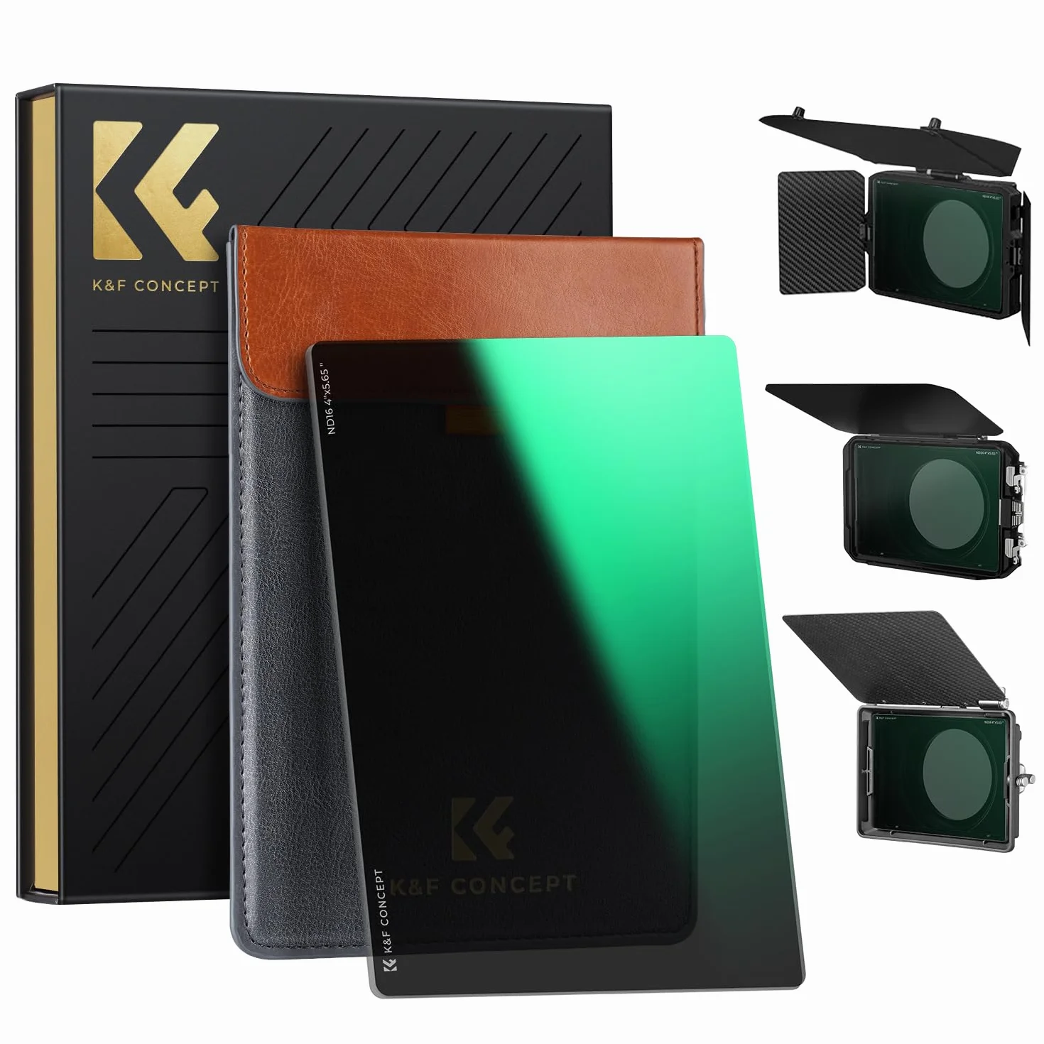 K&F CONCEPT Filtro Densità Neutra ND16 Quadrato da 4"x5,65",Filtro Densità Neutra per Cinema Vetro Ottico HD con 28 Strati Rivestimento Compatibile con Tilta SmallRig Matte Box Neewer