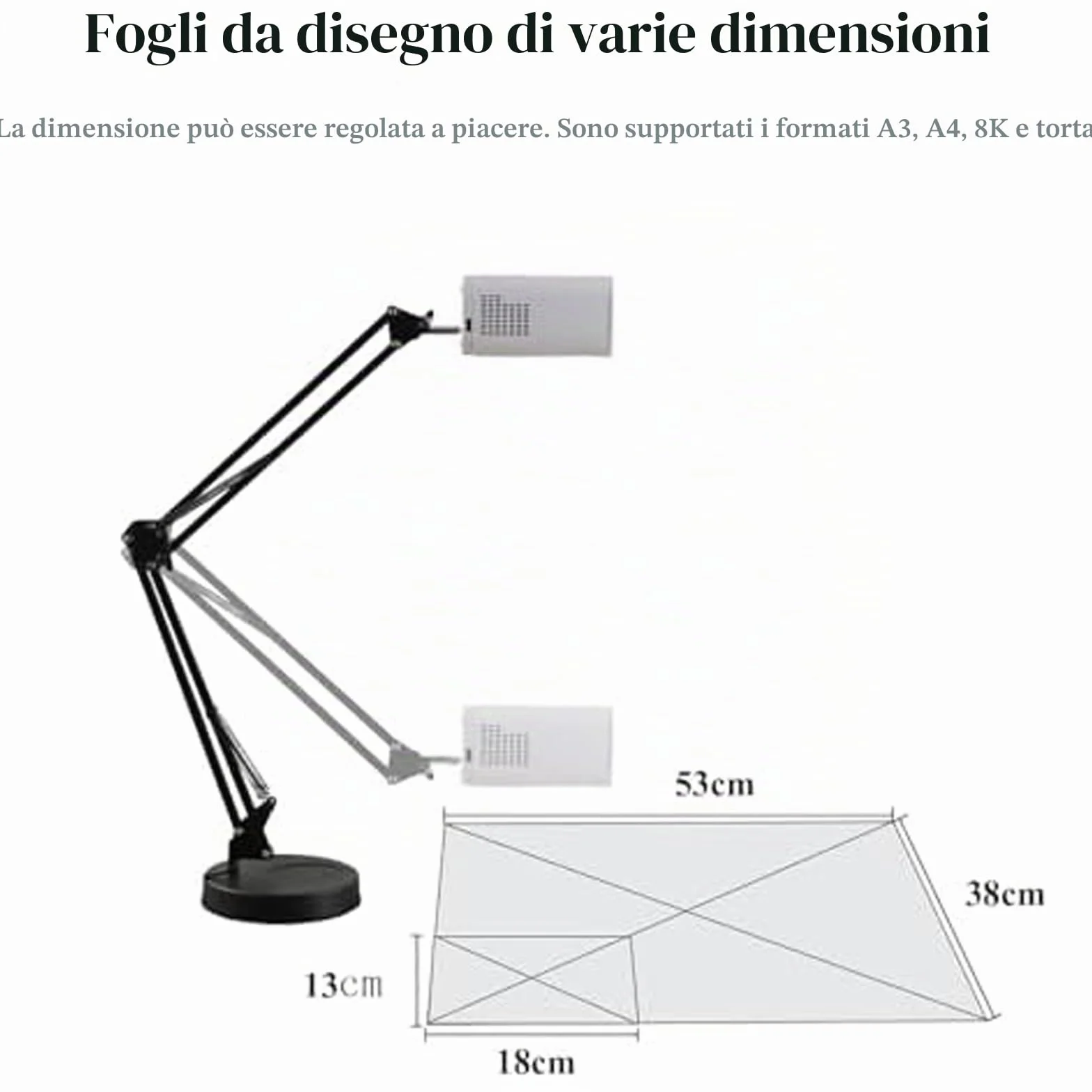 Proiettore artistico per tracciare e disegnare, schizzo intelligente con supporto di messa a fuoco regolabile e dimensioni dell'immagine per decorare torte, proiezione su tela da scrivania e parete