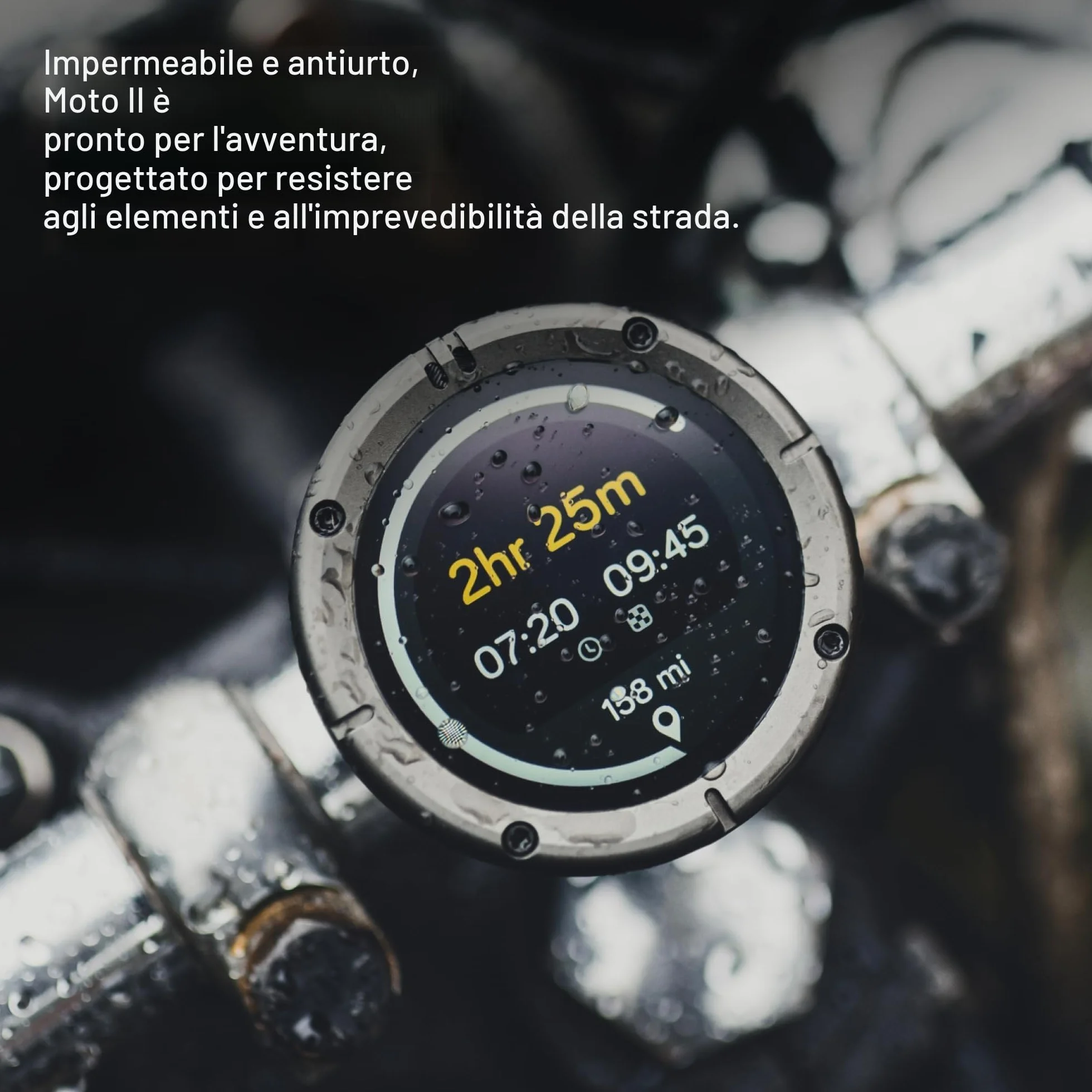 Beeline Moto II - Navigatore GPS da Moto - Schermo Ultra-luminoso | Navigazione, Velocità, Orario Arrivo | Batteria 14 ore, Impermeabile IP67 Antiurto, ricarica USB-C, Aggancio Universale al Manubrio