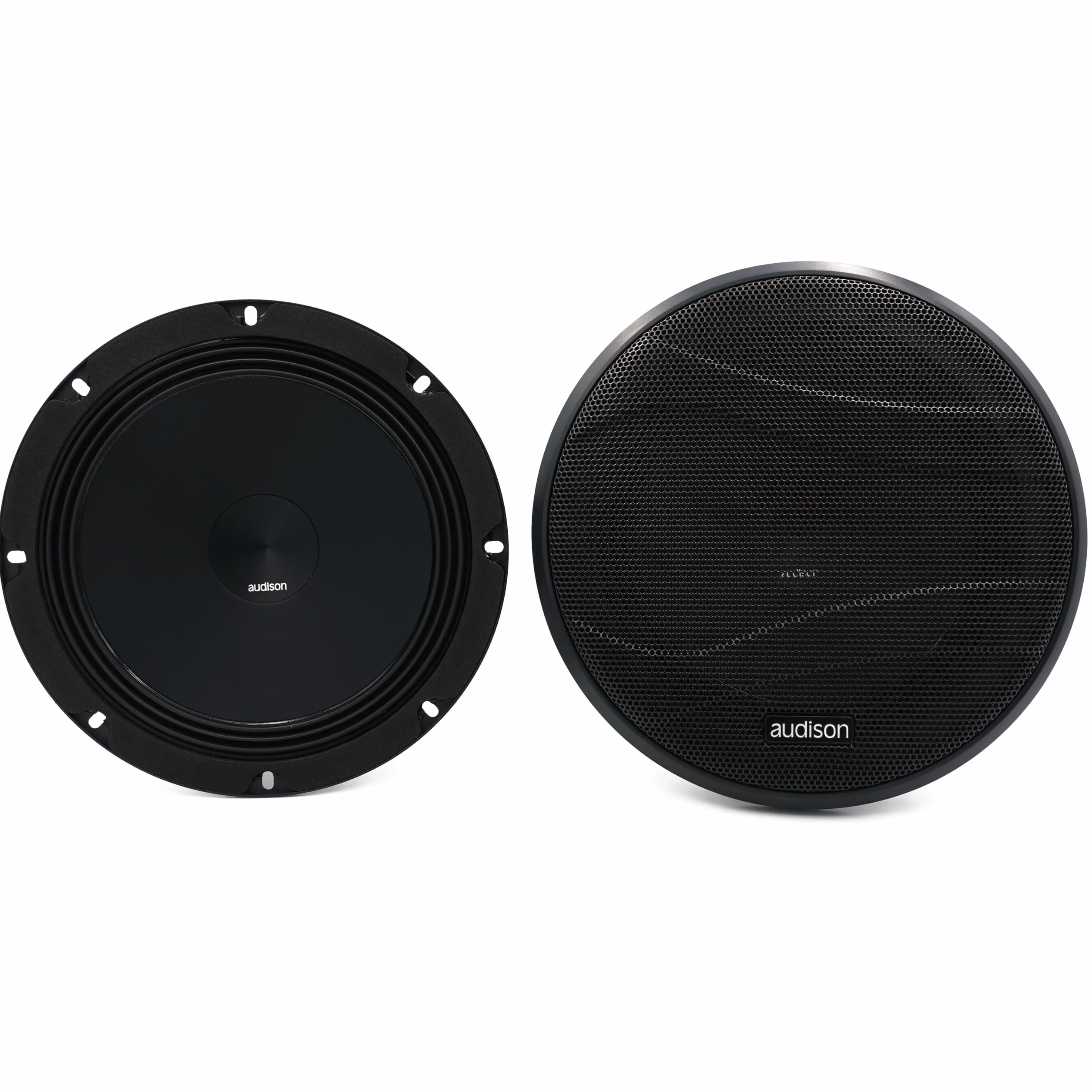 Audison AP 8 – Coppia di woofer auto da 200 mm con potenza 100W RMS, cono in cellulosa trattata, impedenza 4 Ohm e griglie incluse per installazioni OEM hi-fi