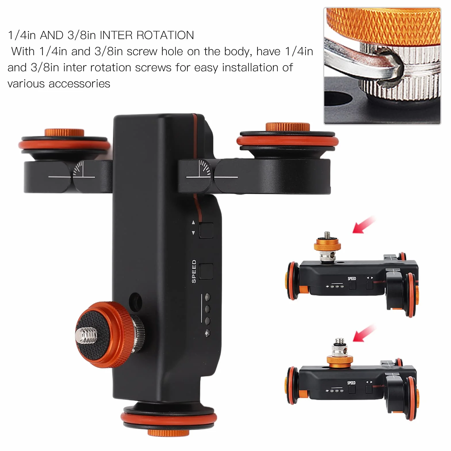 Goshyda Cursore per Videocamera Elettrica, Carrello per Videocamera Wireless a 3 Ruote, Carrello per Binario Motorizzato a 3 velocità, con Clip per Telefono con Telecomando, per Vlog, Riprese Video