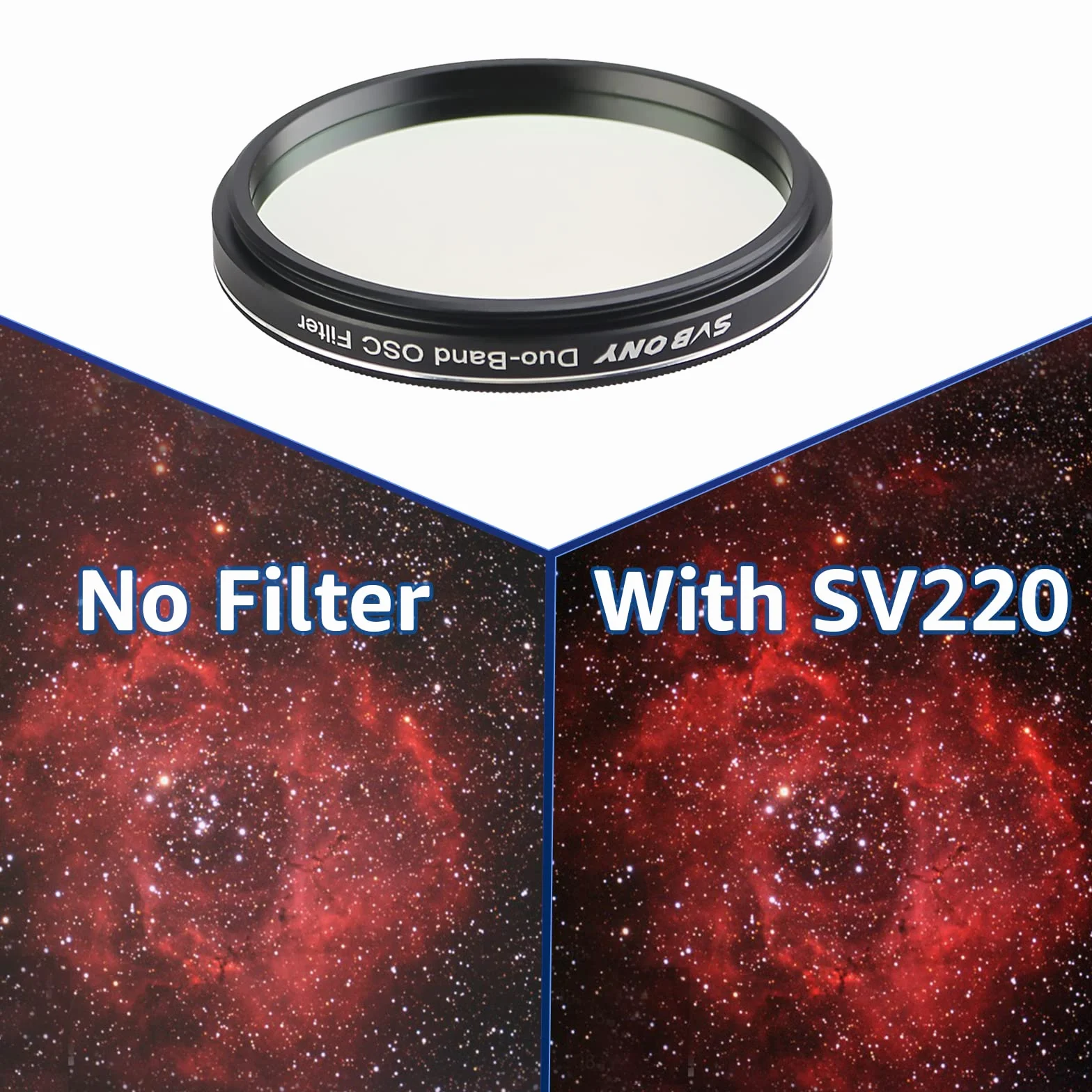 Svbony SV220 Astro Doppio Filtro a Banda Stretta, H-Alpha OIII da 7nm, Riduce L'inquinamento Luminoso per Fotocamere CMOS a Colori, Astrofotografia del Cielo Profondo (2")