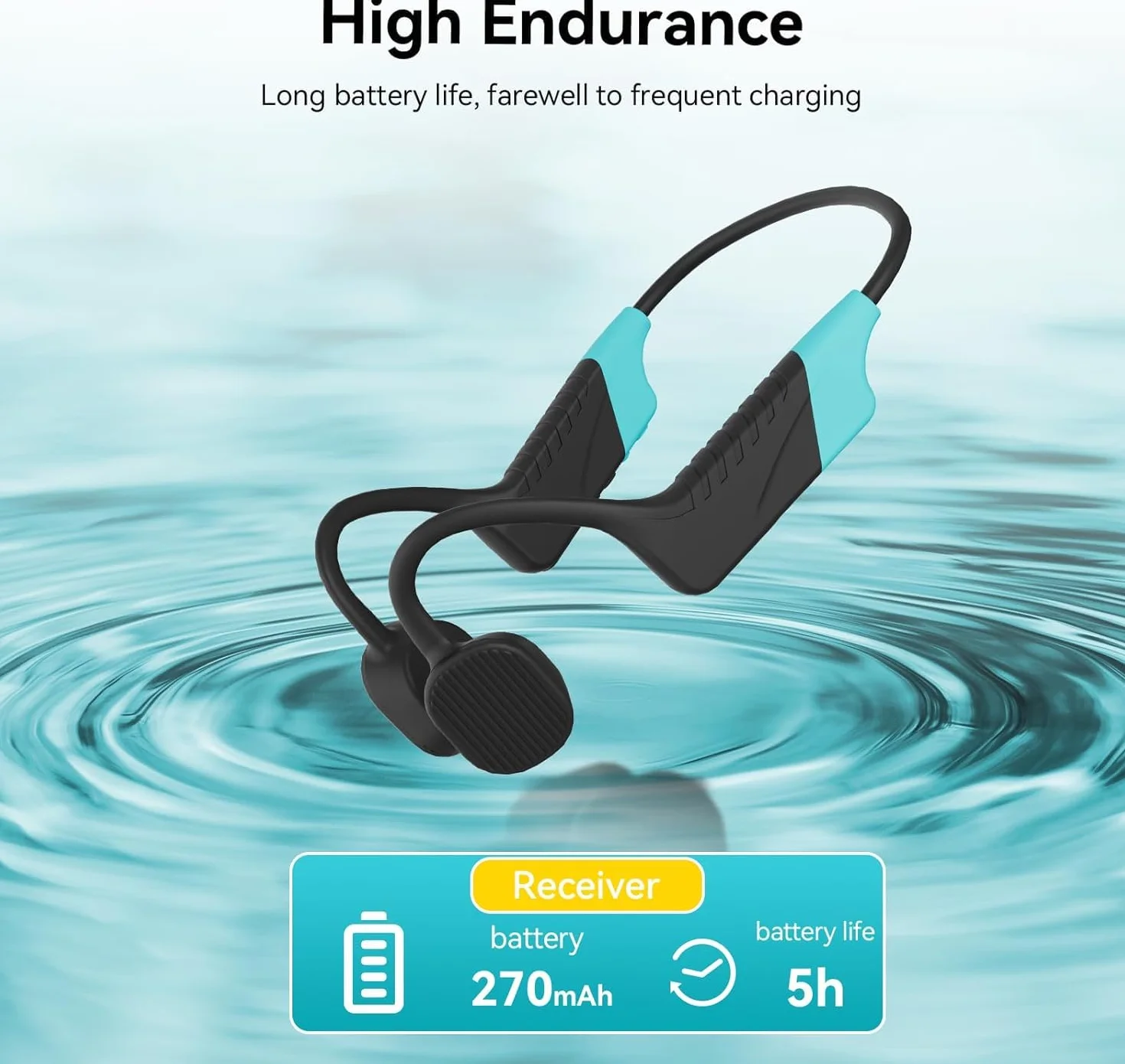 Retekess TT120 Ricevitore Cuffie Nuoto a Conduzione Ossea Impermeabile IP68 120M Comunicazione Subacqueo