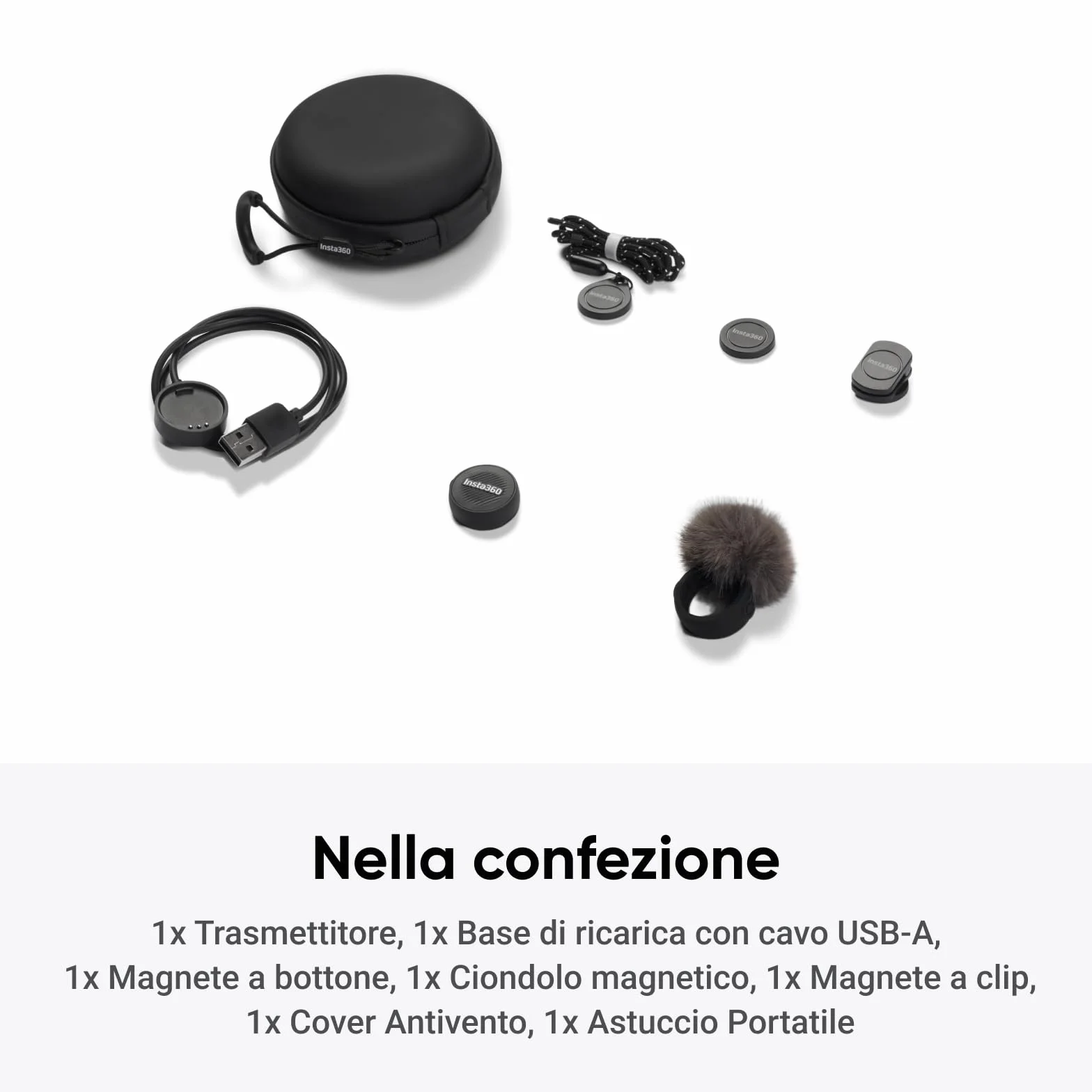 Insta360 Trasmettitore Microfono Air, 7,9 g ultraleggero, microfono wireless X5/X4/X4 Air/Ace Pro 2/GO Ultra, cancellazione del rumore, Vlog, streaming
