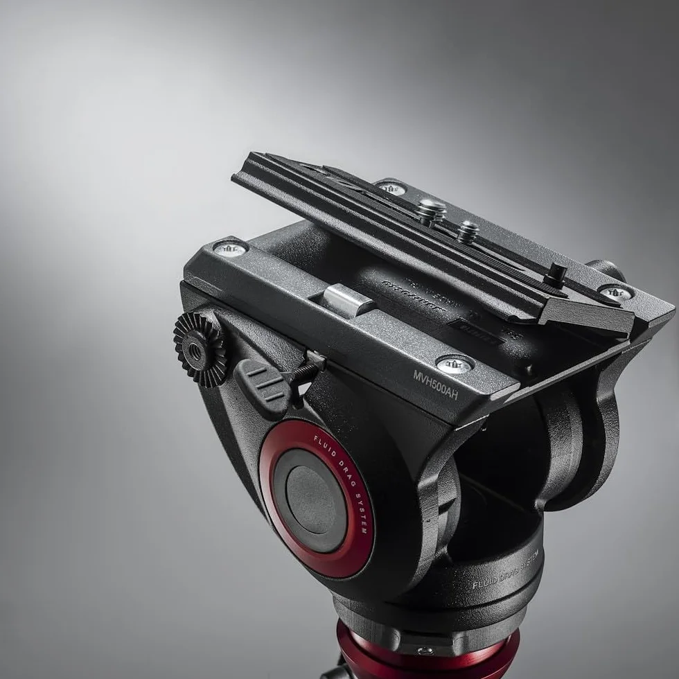 Manfrotto MVH500AH Testa Video con Base Piatta, 1 Leva Fissa, Alluminio, Nero