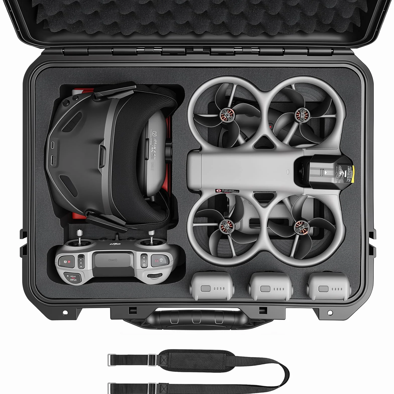 FPVtosky Custodia rigida impermeabile per DJI Avata 360 Motion Fly More Combo – Adatto per occhiali N3, RC Motion 3, RC 2/FPV Remote Controller 3, hub di ricarica e 3 batterie (solo custodia)