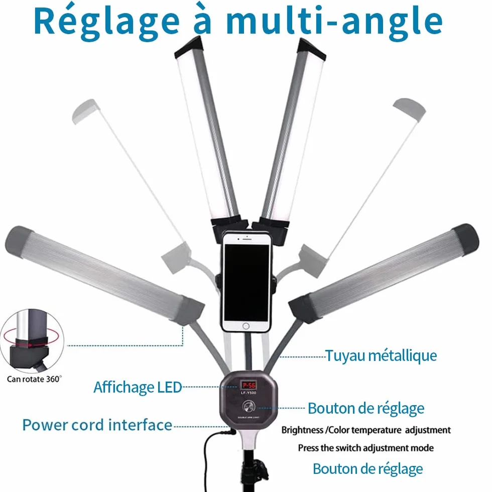 3000-6500K, CRI 90+ Lampada Video Dimmerabile LED 50 W con Borsa Treppiede Kit di Illuminazione Fotografica per Luce Truccatore, Lampada per Ciglia, Live Bellezza, Tatuaggio, Riprese Studio