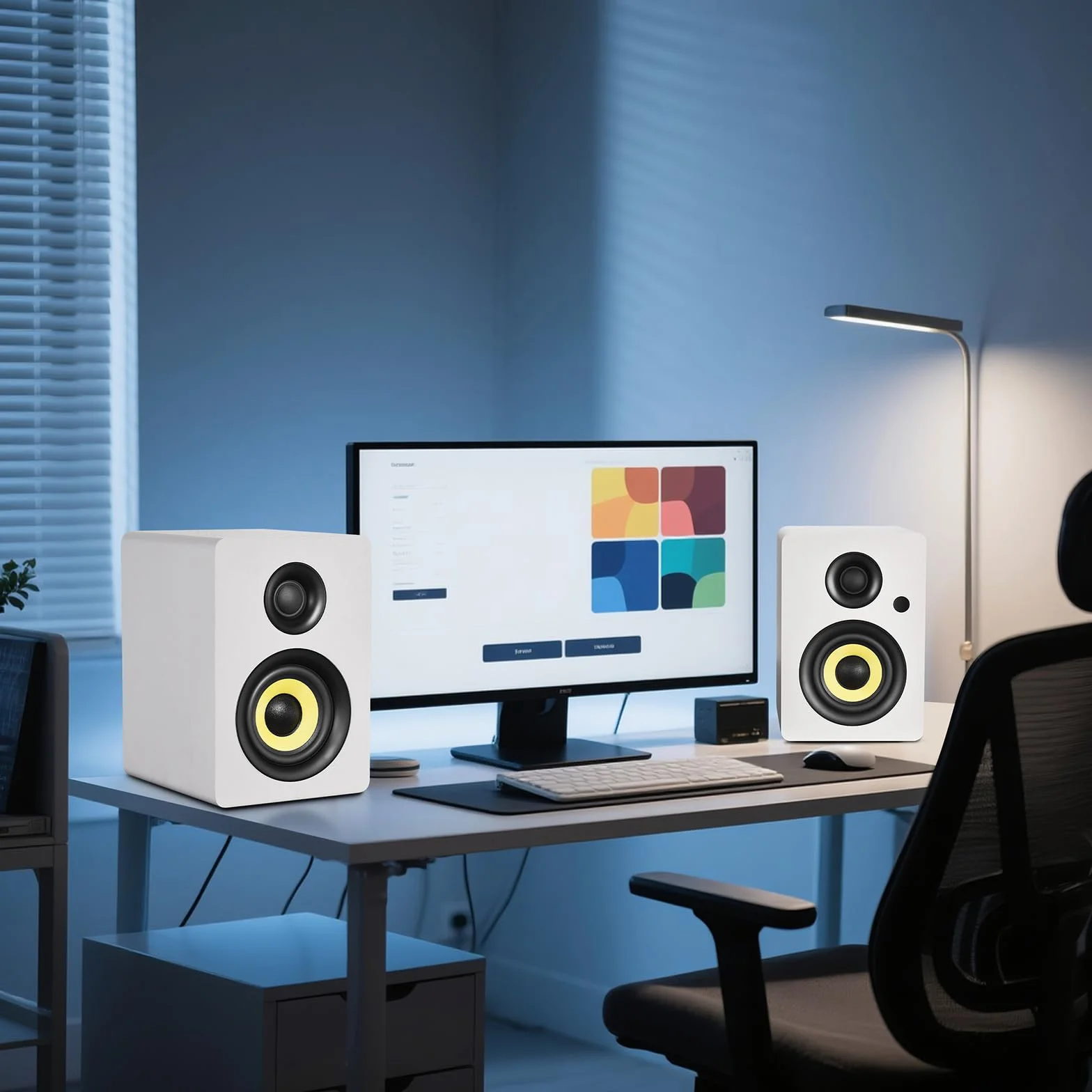 Sanyun SW206 80W Casse Attive da Libreria a Doppia Modalità, Monitor Studio 4" & HiFi, Campo Sonoro 3D Migliorato, Ingresso Bilanciato TRS 6,35mm, BT 5.4, Ottico/Coassiale/Aux/USB DAC 24bit, Bianco