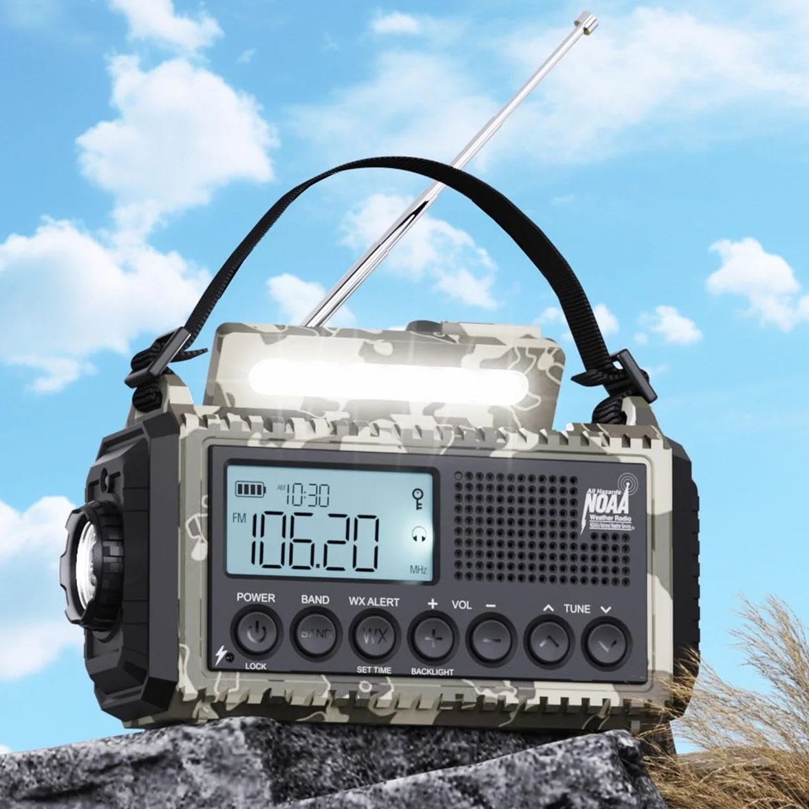 Radio Portatile di Emergenza 12000 mAh AM/FM/SW Ricaricabile Impermeabile