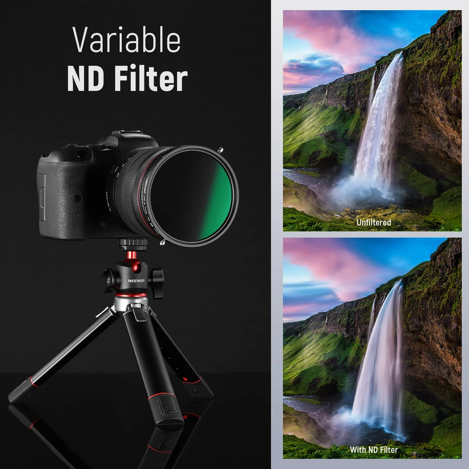 NEEWER 2 in 1 Filtro ND Variabile 58mm ND2-ND32 e CPL(Polarizzatore), senza X/Vetro Ottico HD/multistrato/ultra sottile/idrorepellente/resistente ai graffi
