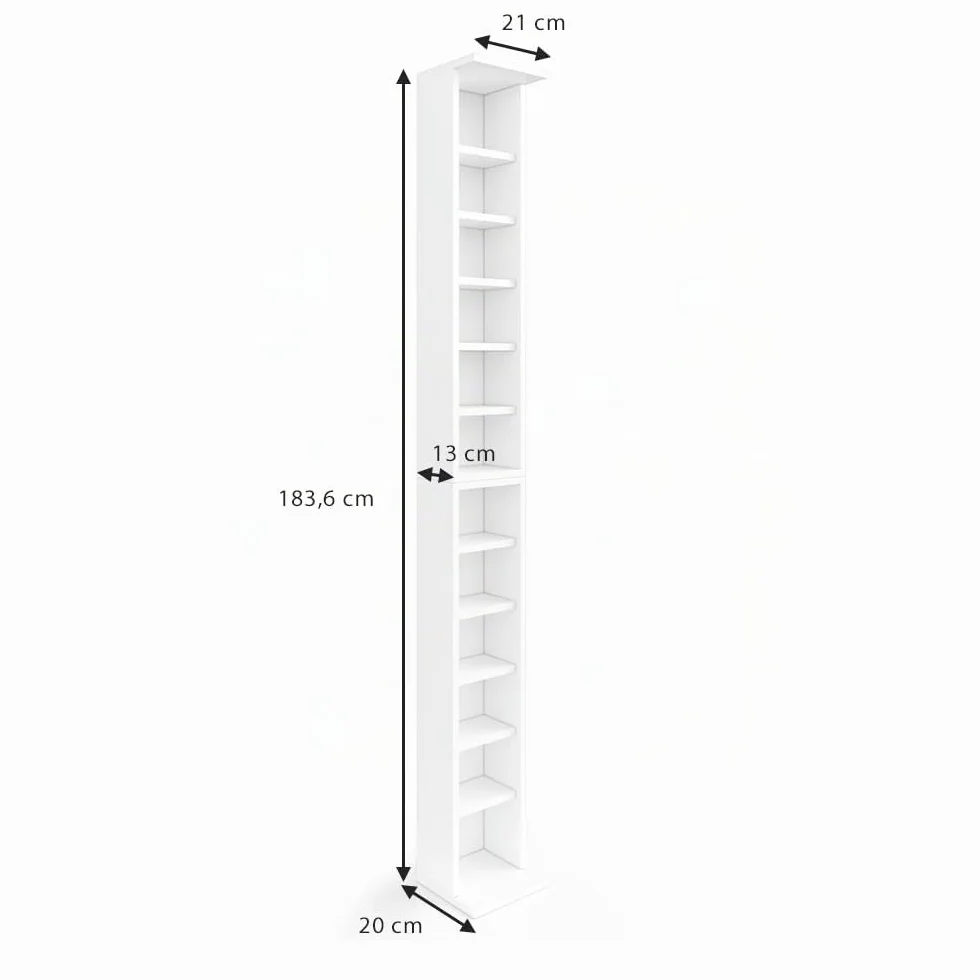 Vicco Scaffale porta cd, Bianco, 21 x 91.8 cm Set grande da 2