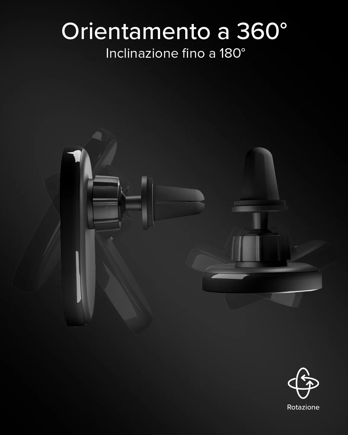 SBS Qi2 15W Caricatore Wireless MagSafe, Porta Cellulare Auto Magnetico, Attacco Bocchetta dell'Aria, Ricarica Rapida, Alimentazione USB-C, Caricabatterie per iPhone, Android, Nero | Attacco Bocchetta dell'Aria, Ricarica Rapida, Alimentazione USB-C, Caric