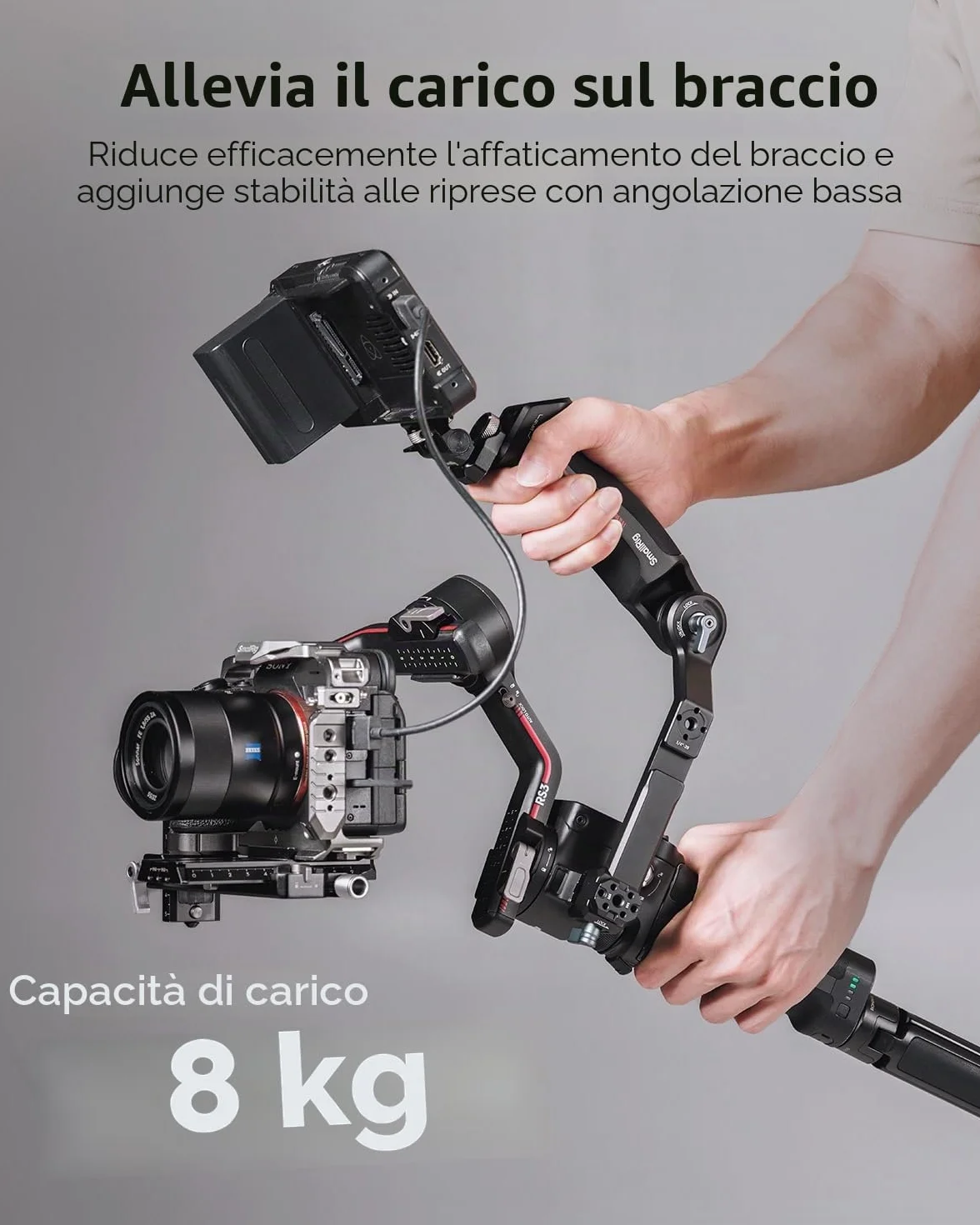 (Nuova Versione) SMALLRIG Impugnatura Regolabile per DJI RS 4 mini/Pro/RS 4, RS 3 mini/Pro/RS 3, RS 2 / RSC 2, Carico 8 kg / 17,6 LB, Impugnatura Ergonomica per Riprese ad Angolo Basso - 3028D