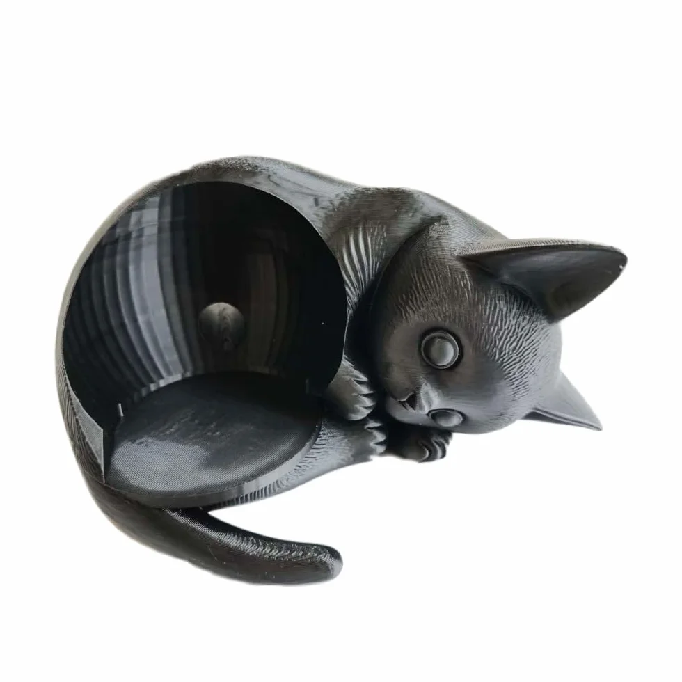 Supporto a forma di gatto stampato in 3D per Echo Dot 5a generazione, organizer da scrivania PLA+ nero compatibile con Echo Dot 5, decorazione per la casa e accessori