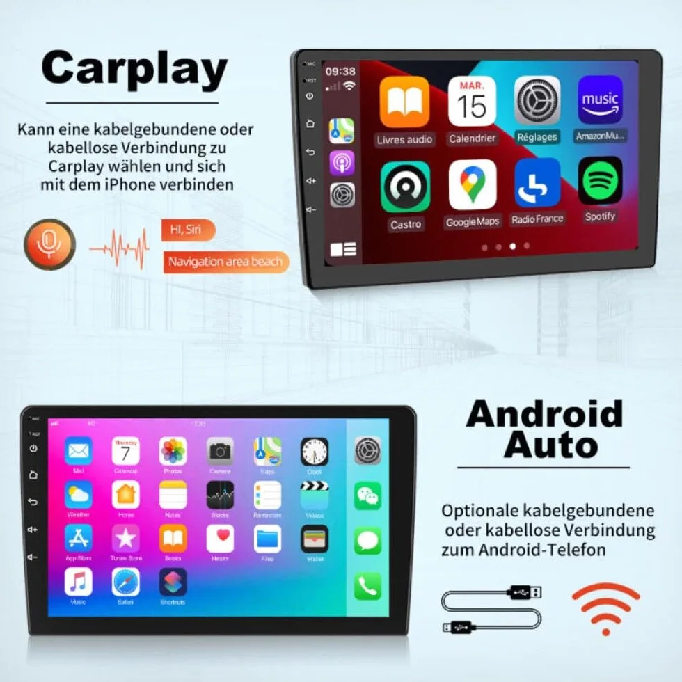 4+64G Android 13 Autoradio per Mercedes Smart Forfour Fortwo 453 2014-2022, 9 pollici Wireless Touch Screen Radio Fortwo 453 Bluetooth Carplay Android Auto 2 Din Radio con telecamera posteriore