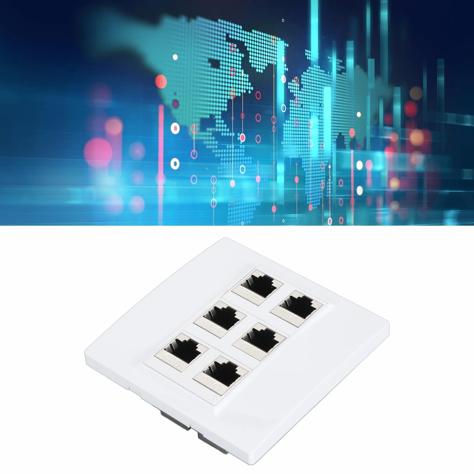Presa per Piastra a Muro Ethernet Cat6, Piastra Jack per Accoppiatore a Muro Keystone a 6 Porte RJ45 da Femmina a Femmina