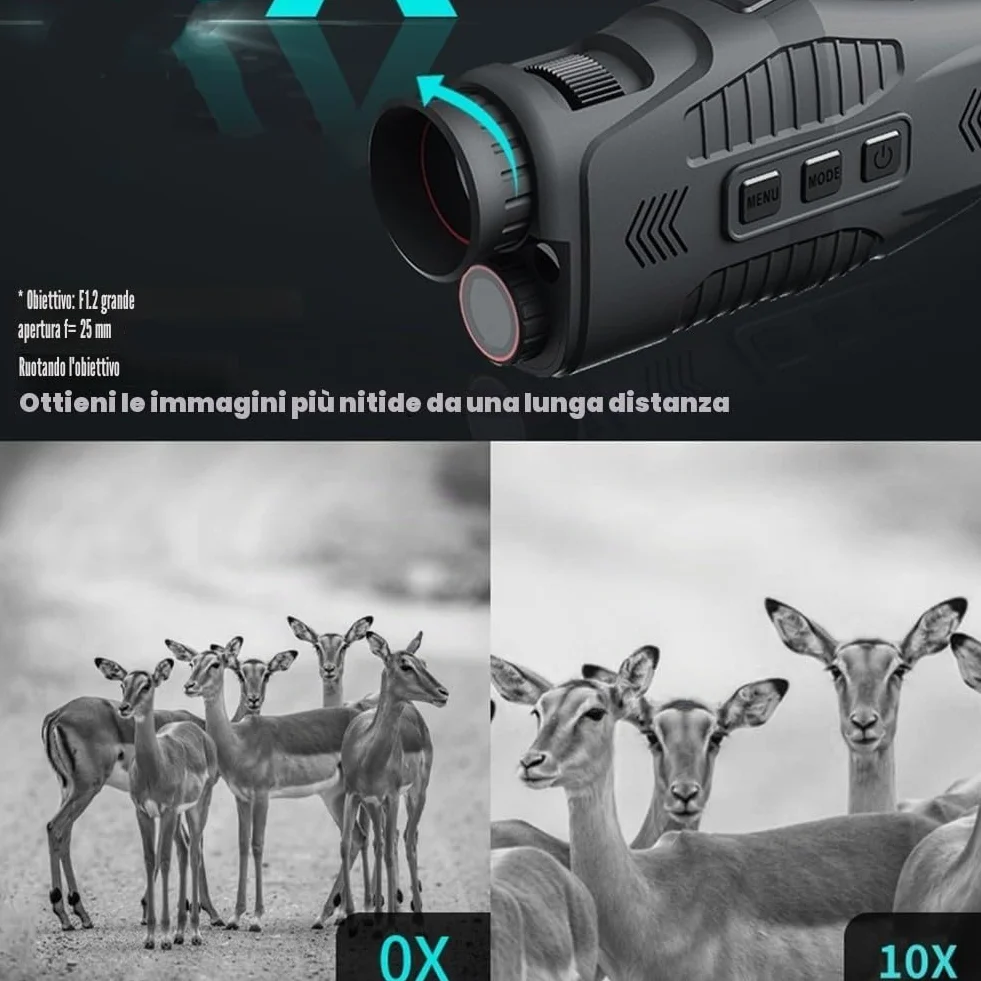 SPORTARC Dispositivo monoculare di visione notturna, risoluzione 1080p, zoom digitale 10X, distanza di visualizzazione 800m