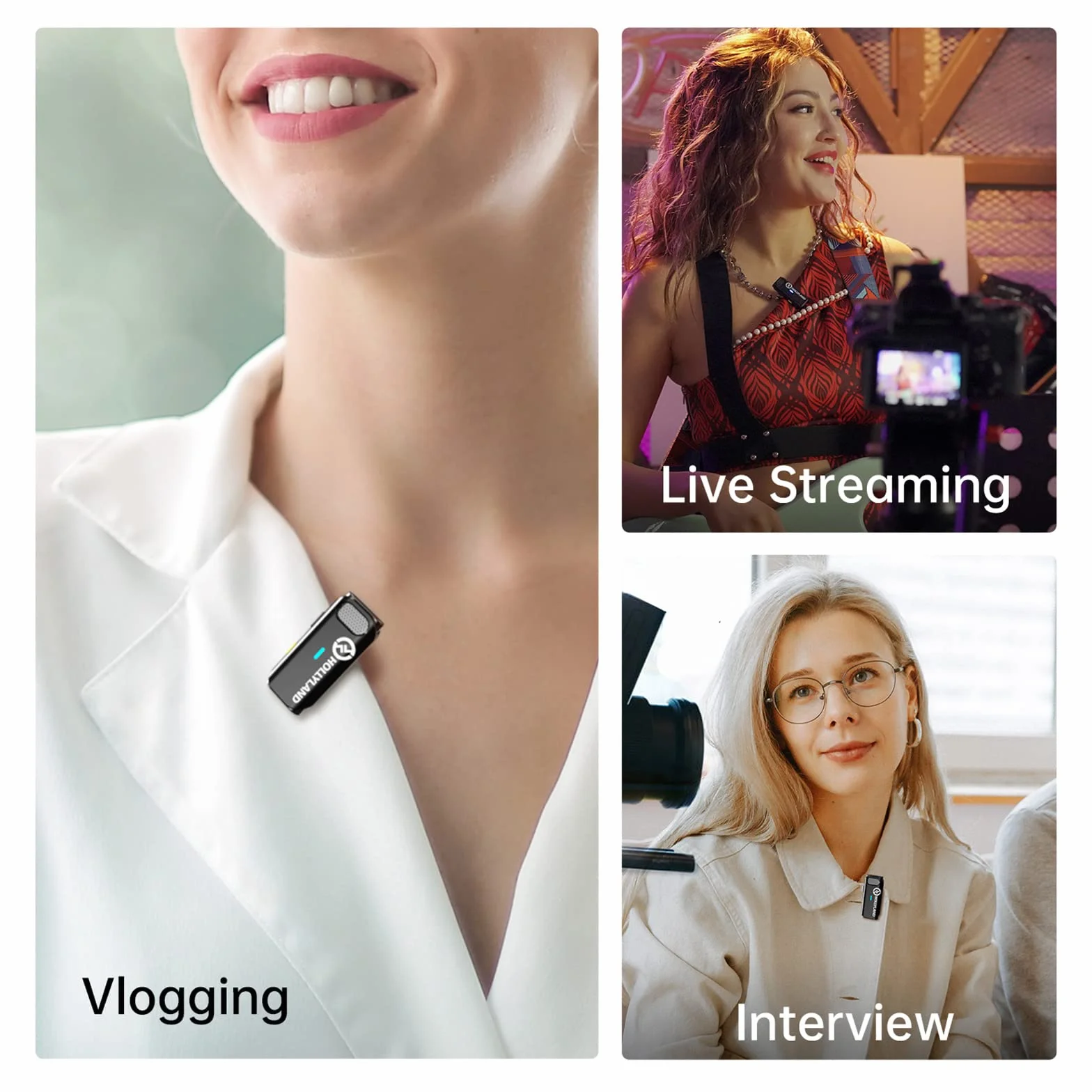 Hollyland Lark M1 Sistema di Microfoni Wireless Lavalier (1TX+1RX) 650ft 8h Direct USB-C Charging Lapel Mic per iPhone DSLR Camera YouTube Video Recording Live Stream Podcast Intervista Vlogging