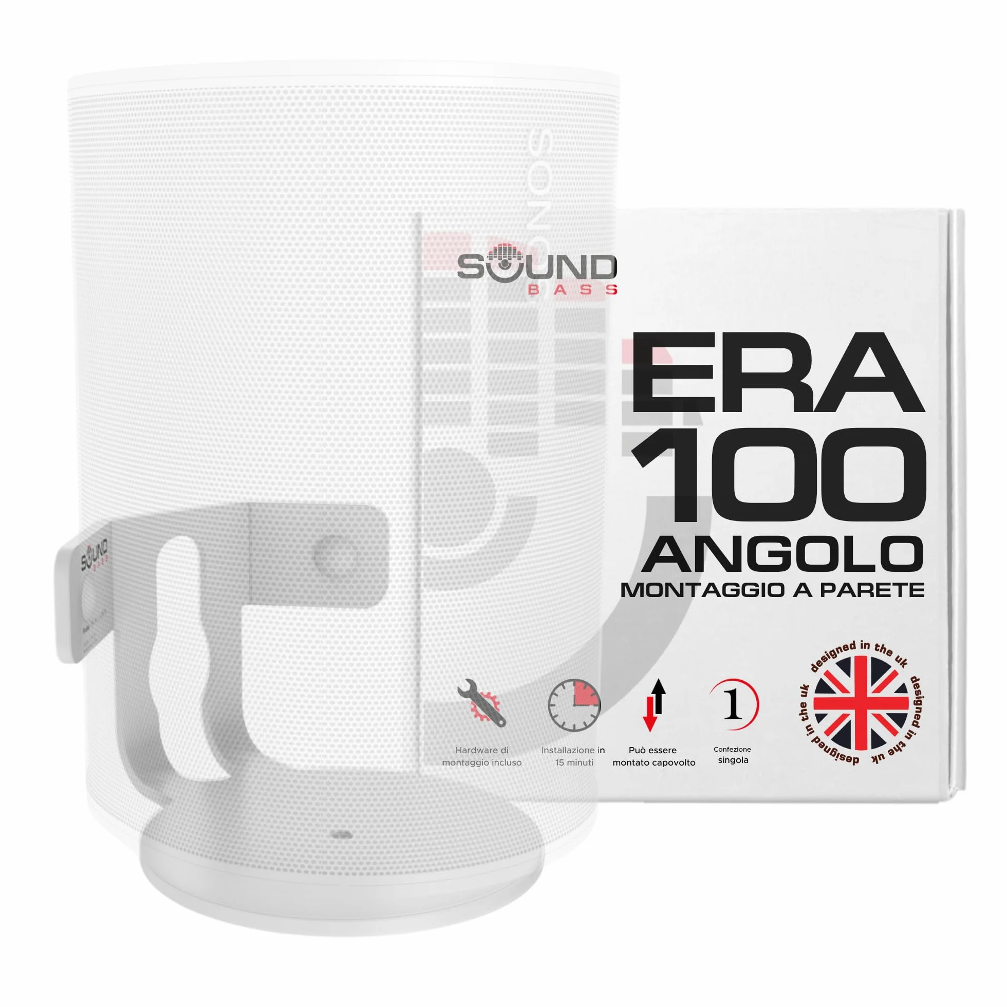 Supporto Angolare da Parete ERA 100 Profilo Basso Bianco Singolo Compatibile con Sonos ERA100 & ERA 100 SL