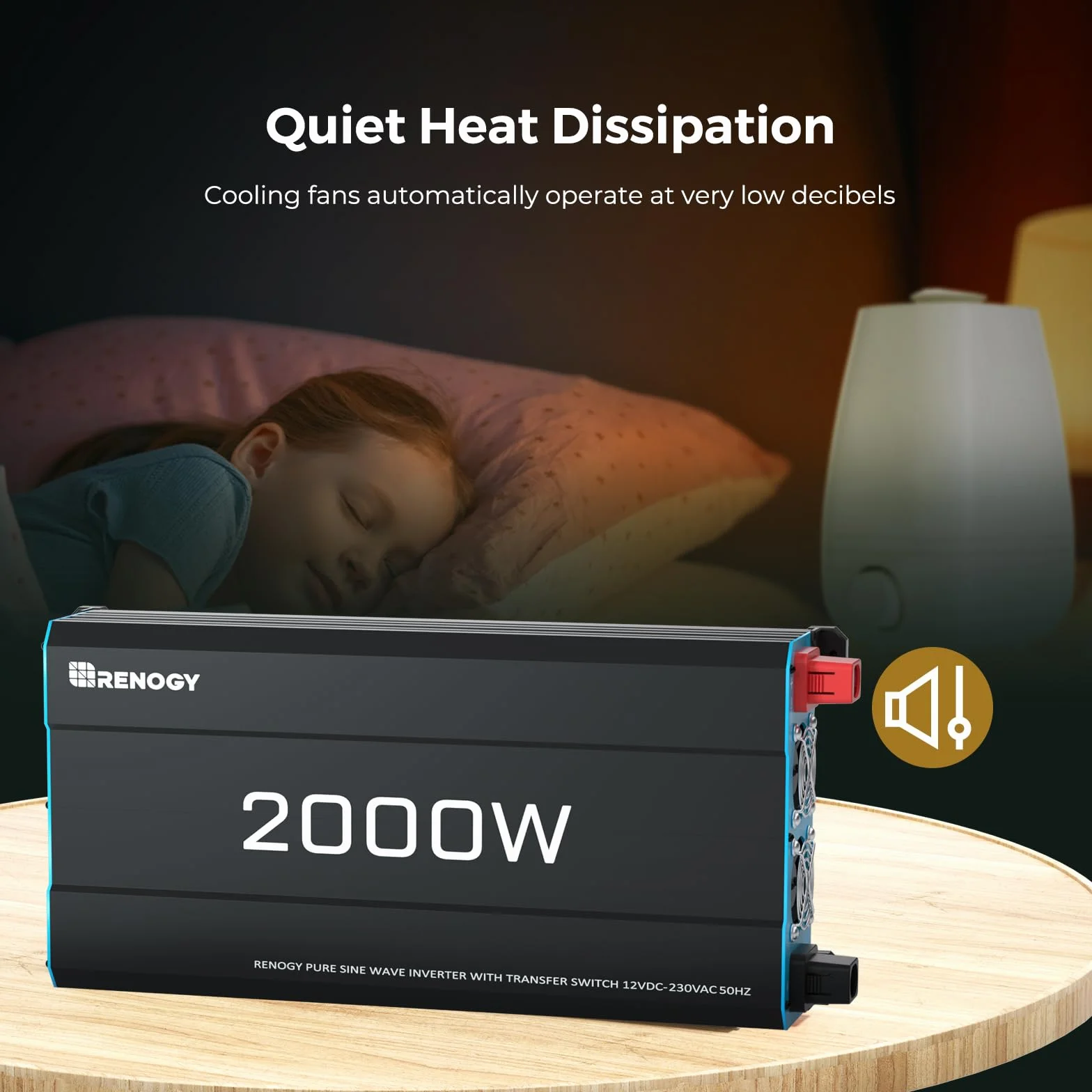 Renogy 2000W/4000W Power Inverter 12v 220v Onda Pura, DC 12V in AC 220V con 2 EU Presa & Telecomando trasformatore per Camper, Camion, Roulotte, Pannelli Solari, Picco 4000W
