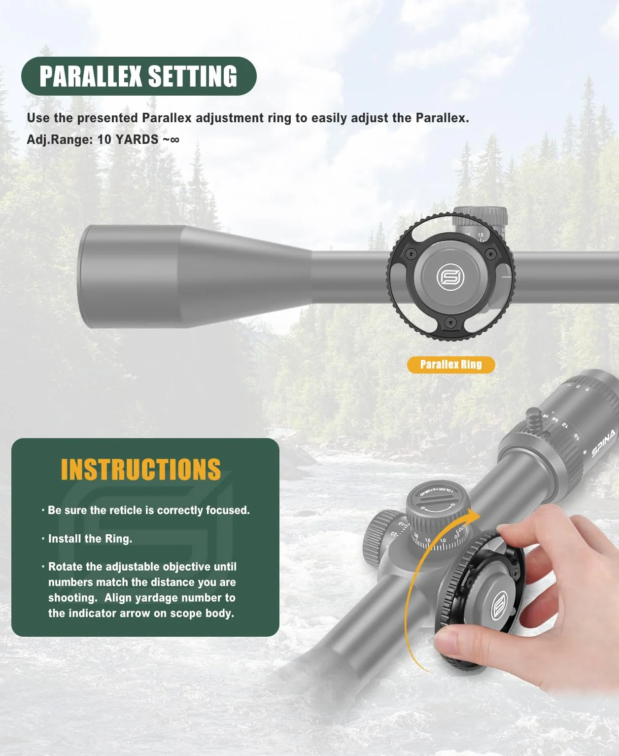 SPINA OPTICS 6-24x50 II Riflescope Primo Piano Focale Riflescope con MRAD Precision Tree Reticle e Parasole