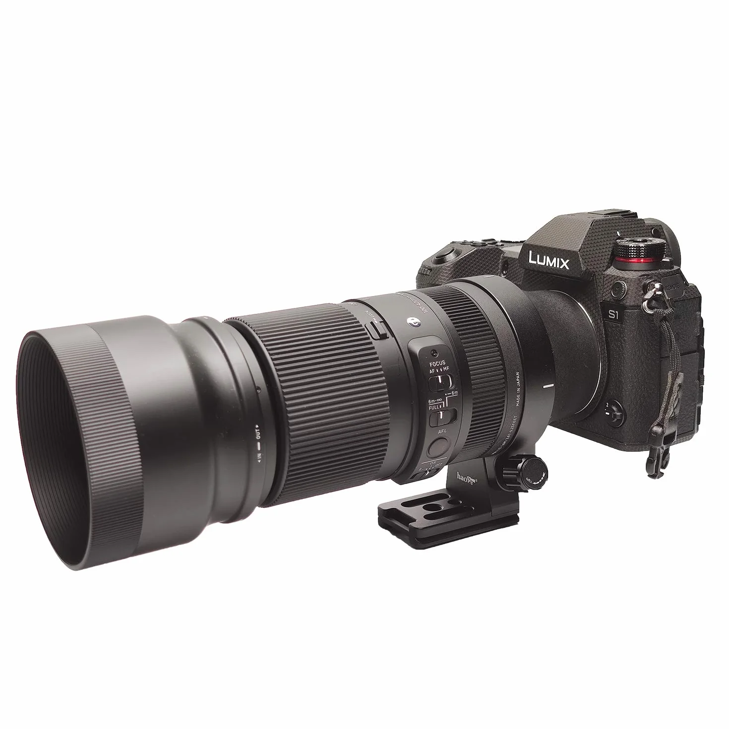 Haoge LMR-SM140S Anello di montaggio per treppiede per Sigma 100-400 mm F5-6.3 DG DN OS Lens Sony E, Fuji X Mount, L Mount e 105 mm F1.4 Art Lens Collar piede di ricambio base integrata Arca Swiss