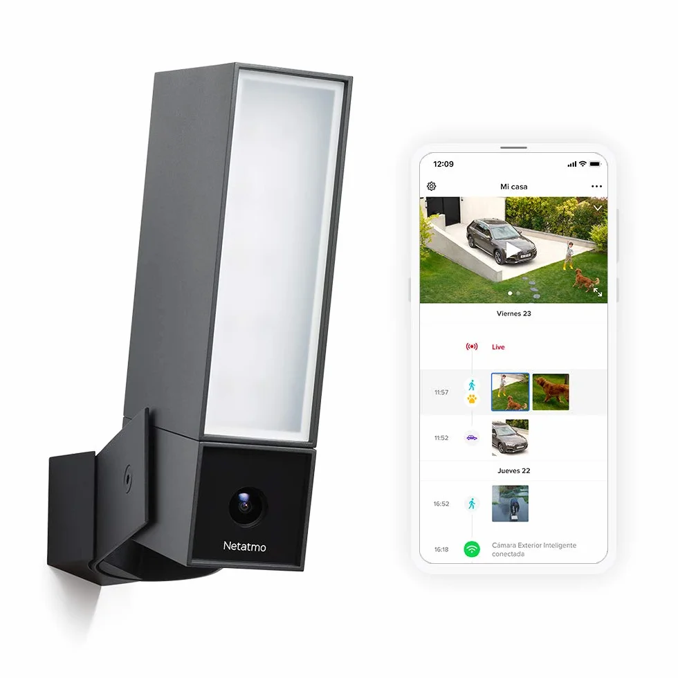 Netatmo Telecamera Wifi Esterno, (Ricondizionato), Luce Integrata, Sensore di Movimento, Visione Notturna, senza Abbonamenti, NOC-R