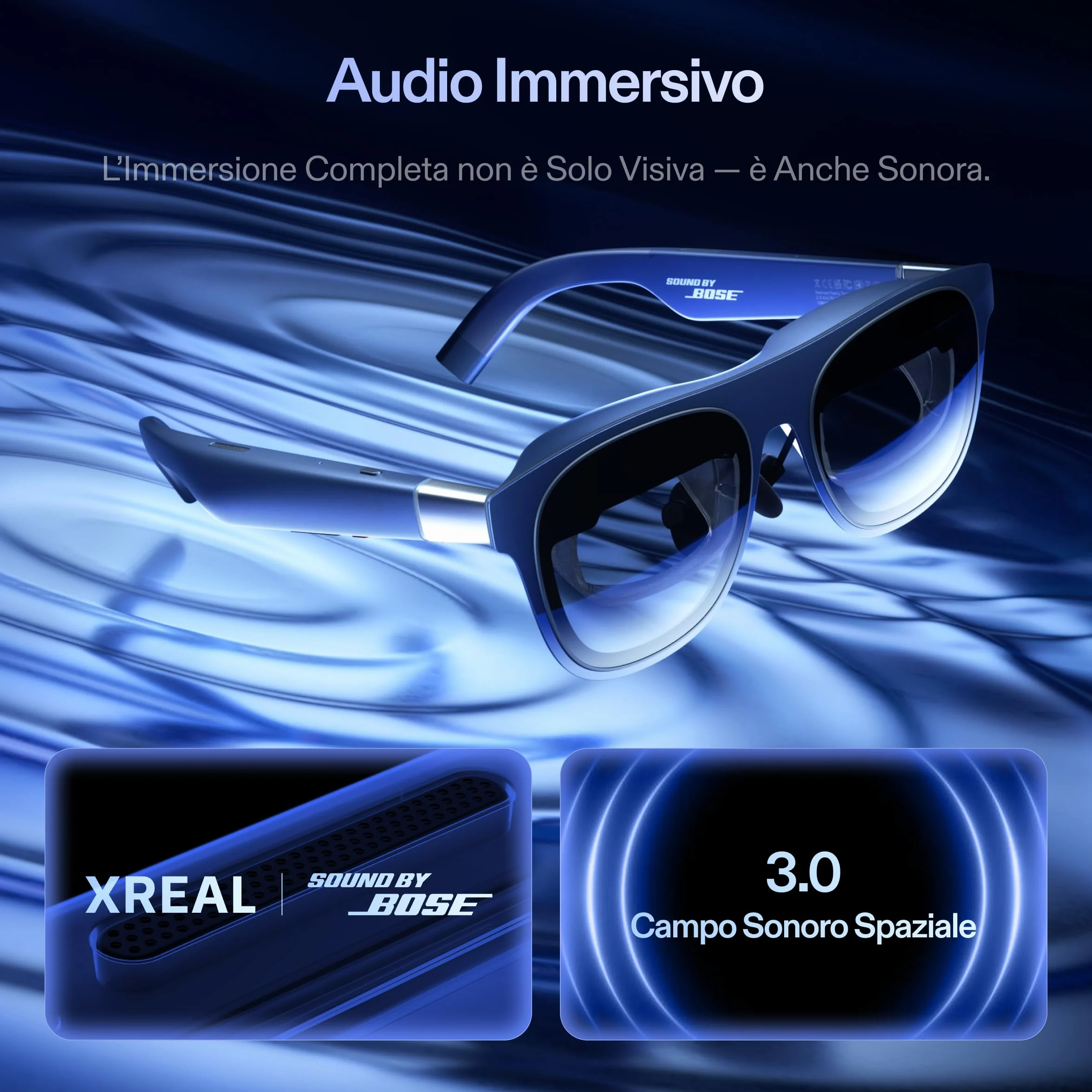 XREAL 1S Occhiali AR, Schermo Virtuale da 500", Occhiali Intelligenti con FOV 52°, 3DoF Nativo, REAL 3D, Chip X1, Compatibili con Tutti i Dispositivi USB-C DP iPhone 17/16/15 Cobalt