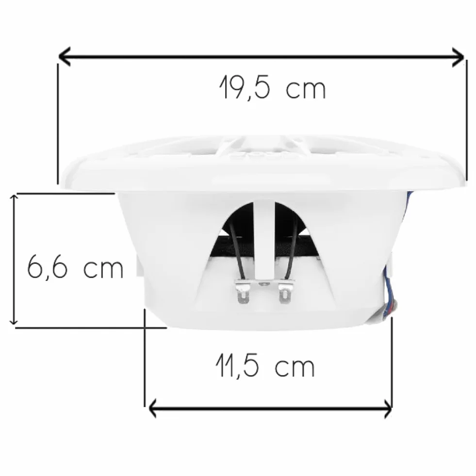 KIT SET PER BOSS AUDIO SYSTEMS MRGB65 2 altoparlanti marini full range a 2 vie da 6,5" 16,5 cm 165 mm, 100 watt rms 200 watt max, 4 ohm, impermeabili, con led rgb, a coppia + telecomando