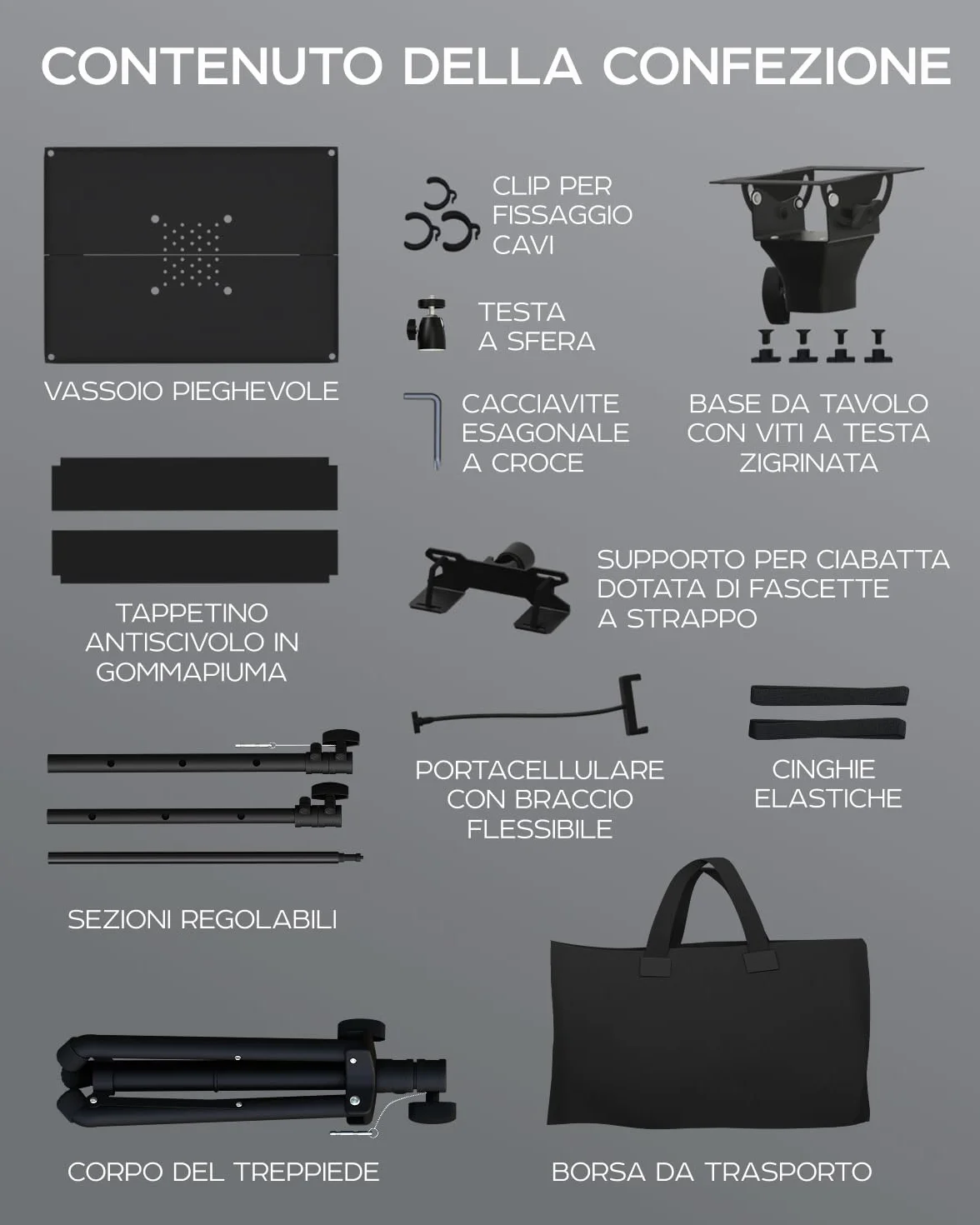 Supporto per treppiede per proiettore, regolabile da 68,6 a 157,4 cm, proiettore da pavimento portatile e supporto per laptop, macchina fotografica e luce, rack per DJ e supporto per musica o film