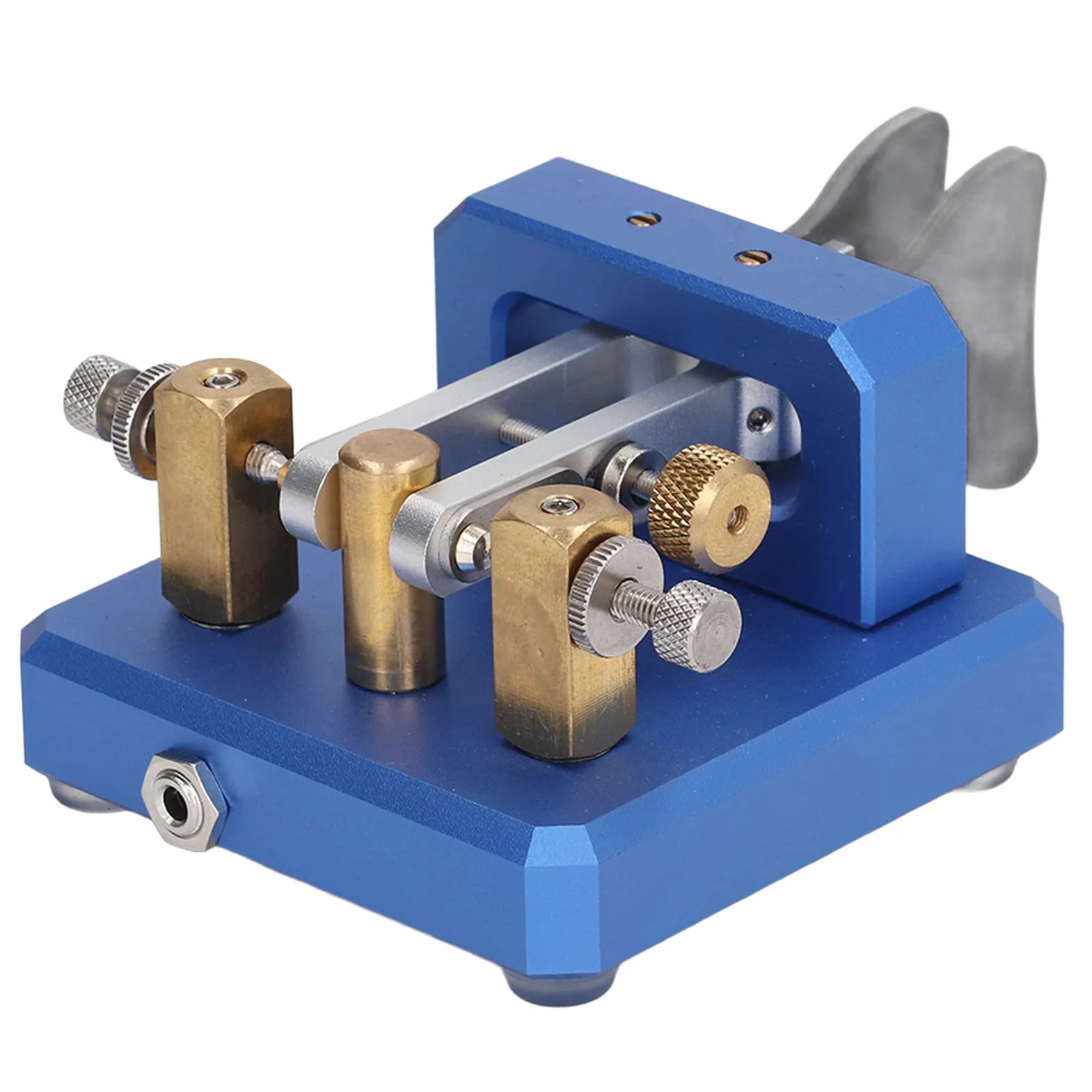 Chiave codice Morse Doppia paletta Chiave telegrafica CW automatica Strumento chiave codice Morse Acciaio (Blu)