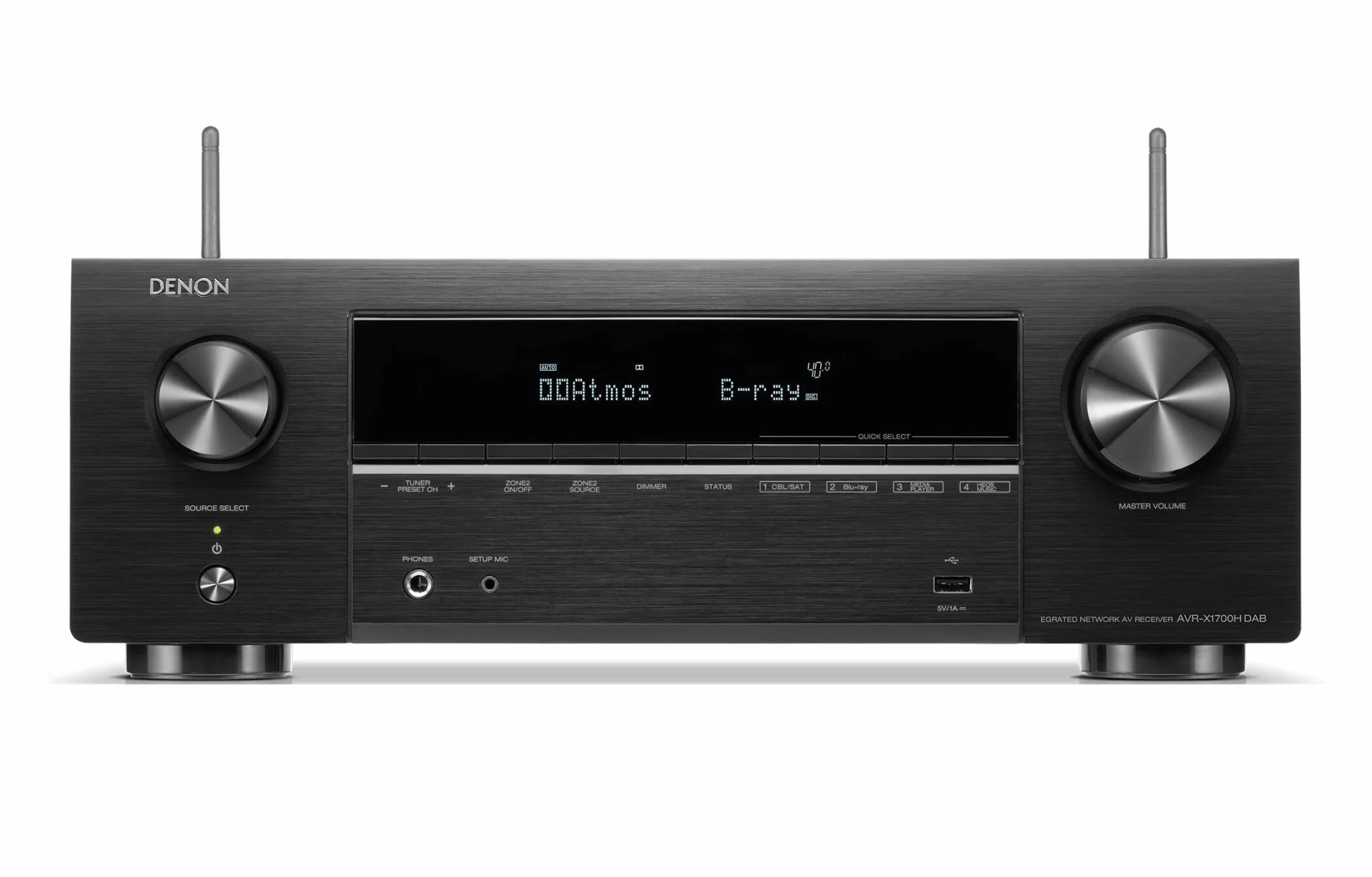 DENON AVR-X1700HDAB, Ricevitore AV a 7.2 canali, amplificatore HiFi con Dolby Atmos, DTS:X, 6 ingressi HDMI e 1 uscita, 8K HDMI, Bluetooth, WLAN, AirPlay 2, HEOS Multiroom, compatibile con Alexa