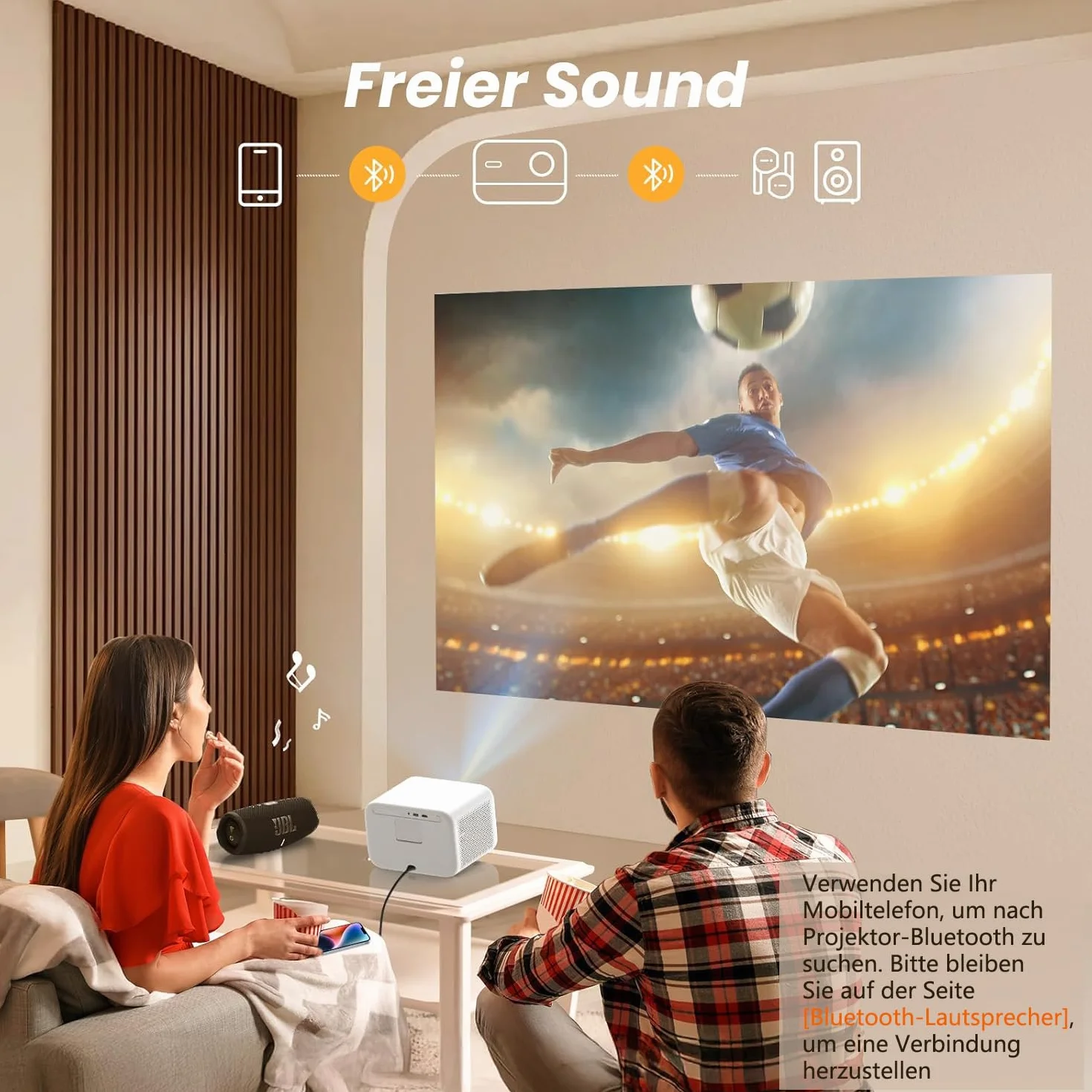 Yaber Proiettore Full HD 1080P, Audio JBL, WiFi6, Bluetooth, Autofocus, Compatibile con TV Stick/HDMI/USB/PC/PS5