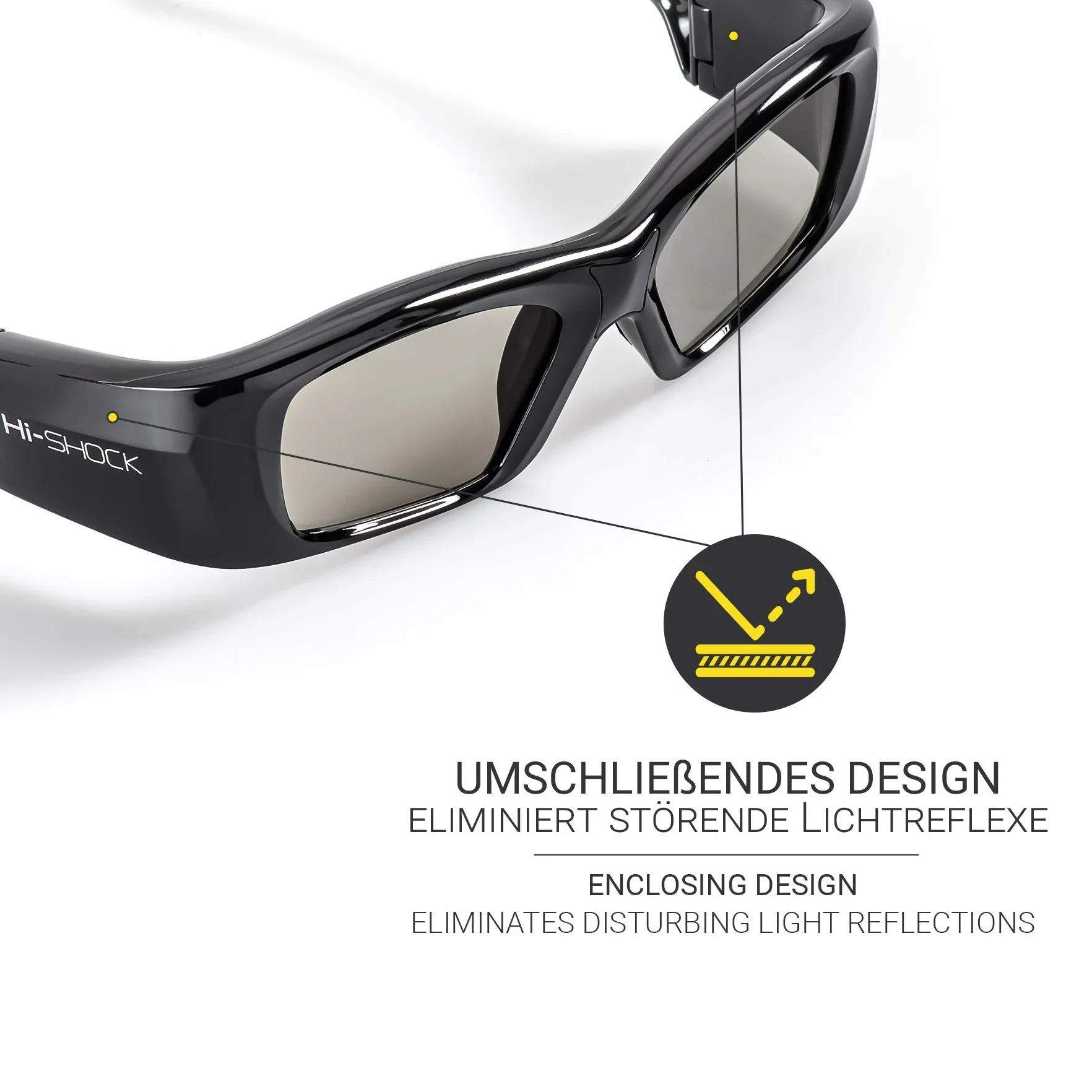 Hi-SHOCK BT/RF Pro Black Diamond | Occhiali 3D Bluetooth per proiettori 3DTV e 3D-RF. Compatibili con Sony, Jvc, Samsung, Panasonic - 120 Hz - ricaricabili - 39g