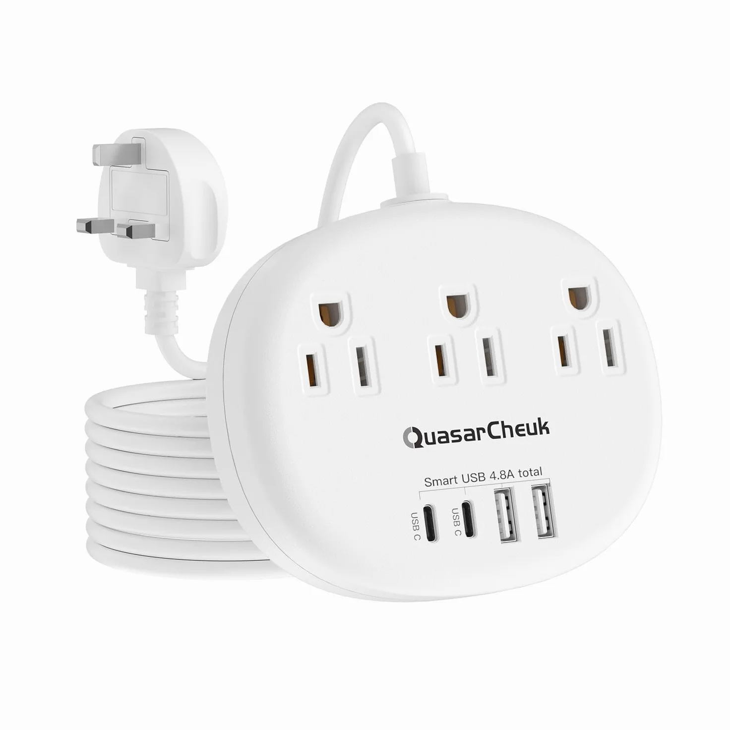 Adattatore da viaggio Irlanda Regno Unito, adattatore da spina USA a Regno Unito, adattatore da viaggio tipo G con 3 prese 4 USB (2 USB C), cavo di prolunga da 5