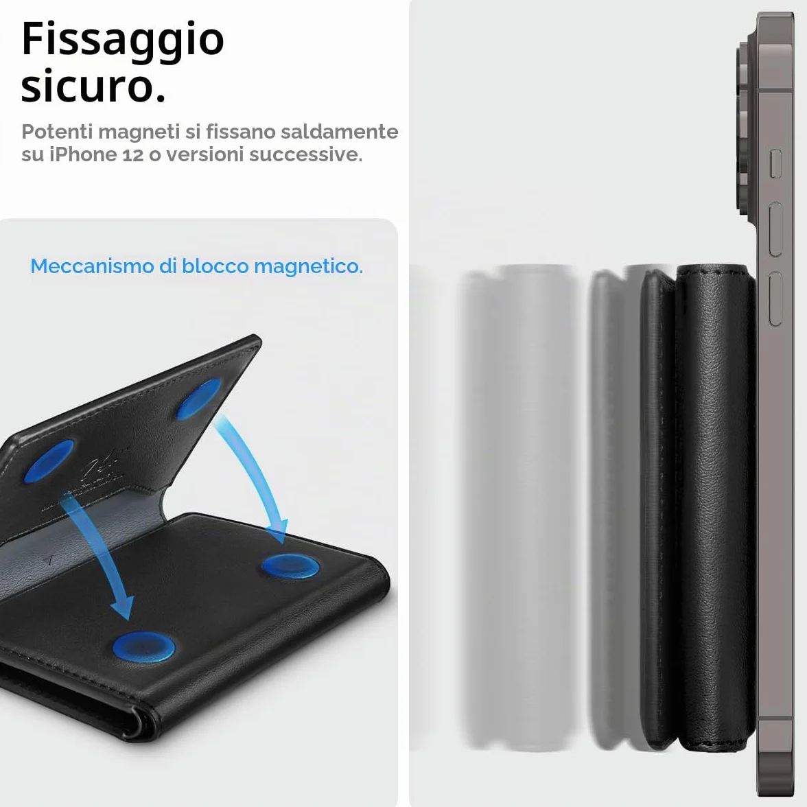 Spigen Valentinus S MagFit Portafoglio MagSafe Wallet Magnetico Portacarte Compatibile con iPhone 17/16/15/14/13/12 Modelle, Portafoglio uomo, Accessori MagSafe - Nero