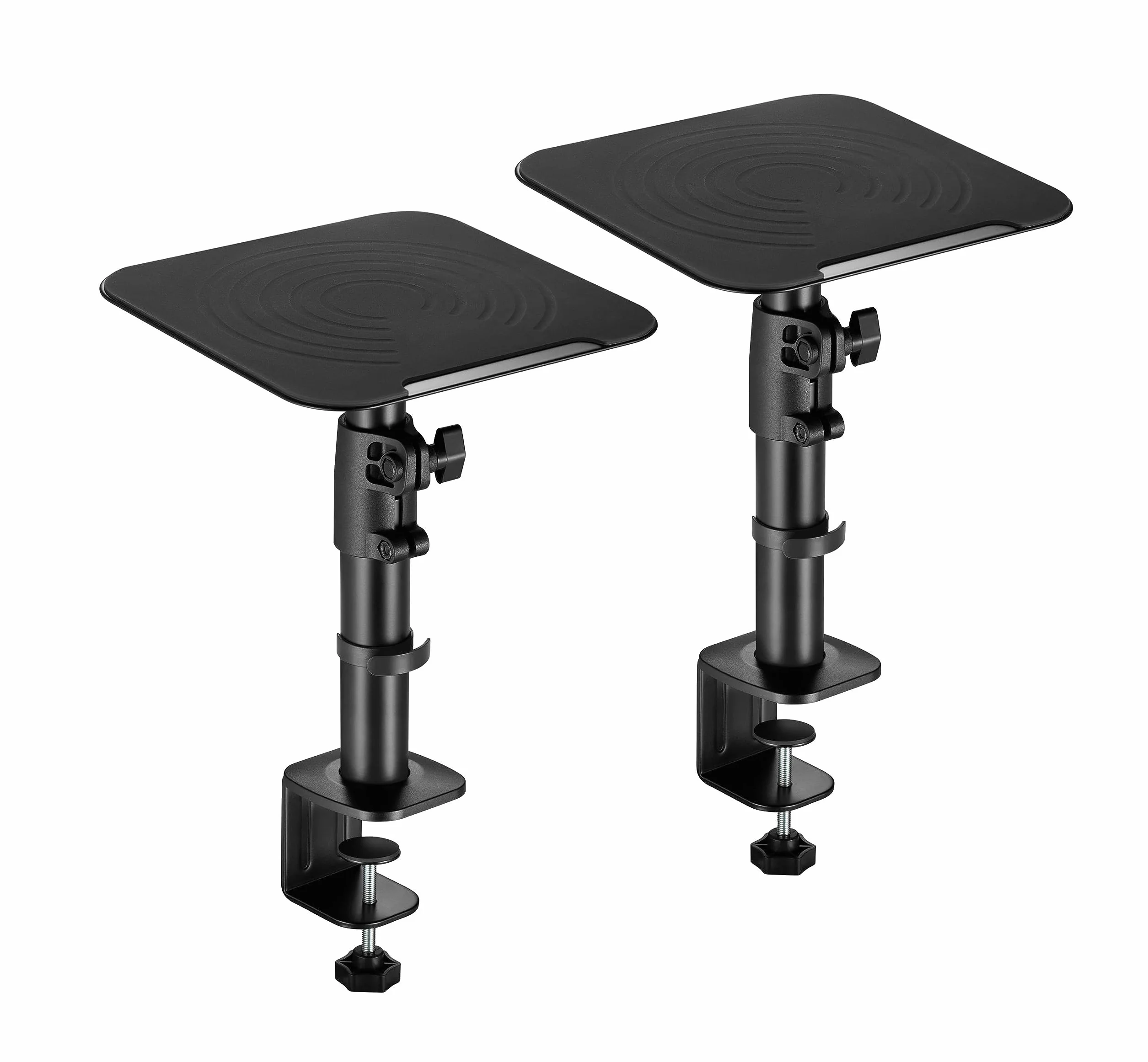 RICOO Supporti da Tavolo per Casse Universale LH069-C Supporto Altoparlanti Nero per Home Cinema PC e Studio Inclinabile +/-15° Carico fino a 15 kg Set da 2, Nero