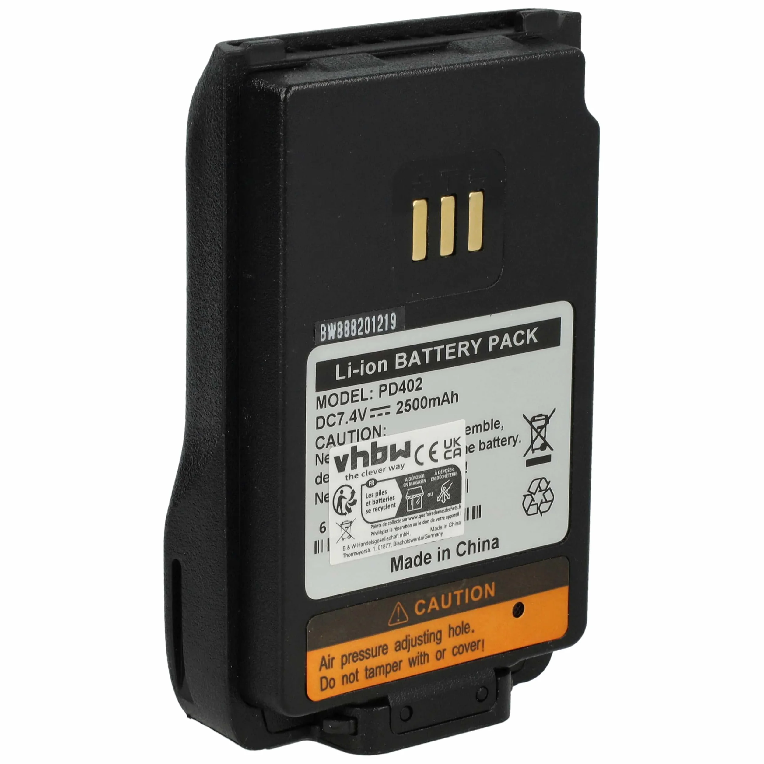 Vhbw Bateria Li-Ion 2500mAh 7,2V do Hytera PD602G PD602 PD606 PD605 PD660 UL913 PD5 PD600 Radio