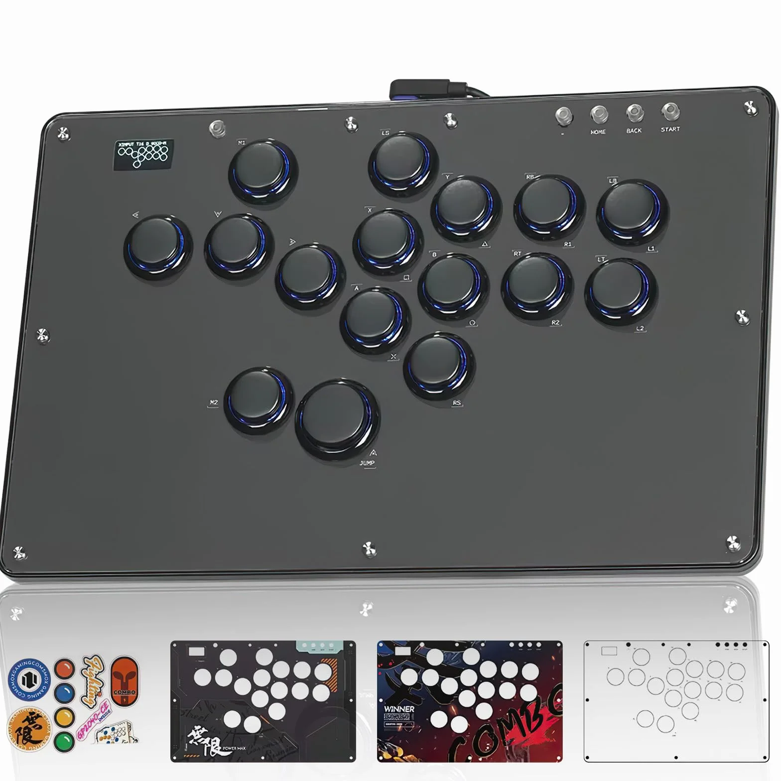Semaiki Tastiera da gioco U16 All-Button con Custom RGB & Turbo Functions, Arcade Stick Tastiera da gioco per PC/Switch/PS4/PS3, supporta hot-swap e SOCD