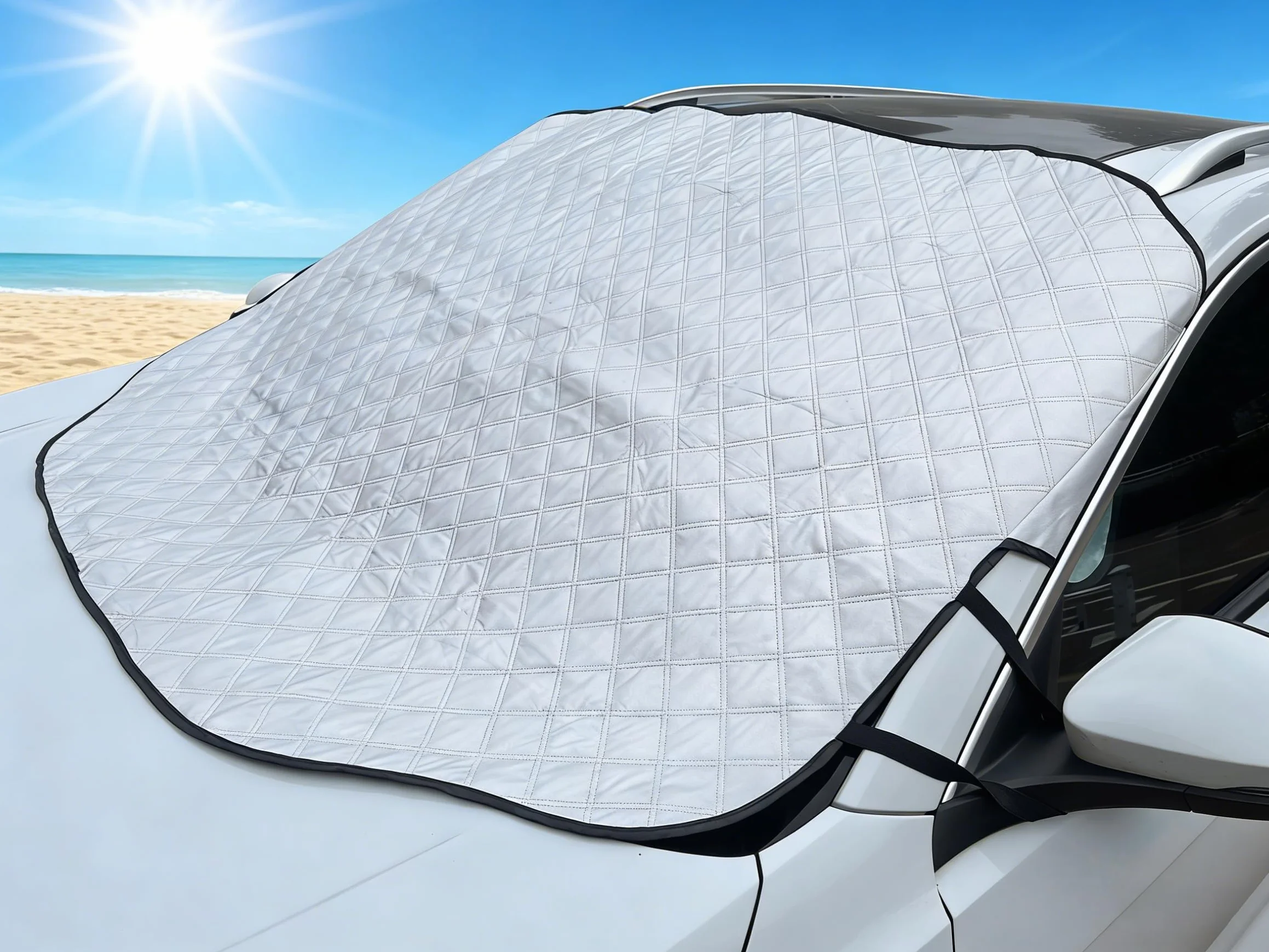 Copertura Parabrezza Inverno Auto 147×116cm Telo Antigelo Antineve 5 Magneti Protezione Universale SUV