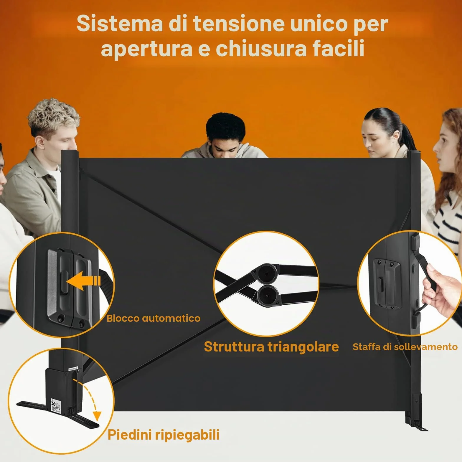 excelimage Schermo per proiettore con supporto, 50 pollici 4:3, telo portatile, facile da installare e trasportare, proiezione retrattile, perfetto per film al chiuso e all'aperto.
